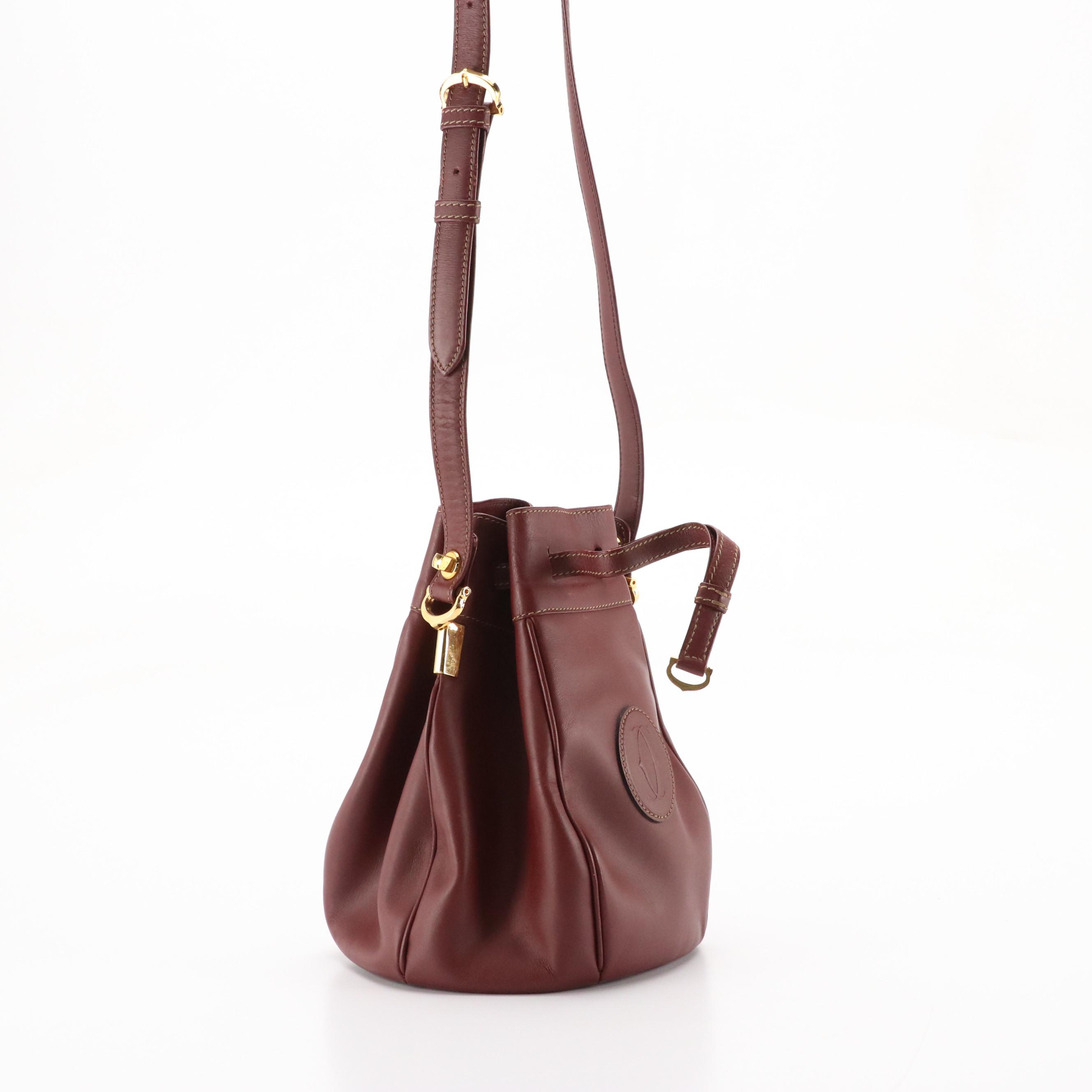 Cartier Must de Cartier Bucket Bag in Burgundy Leather