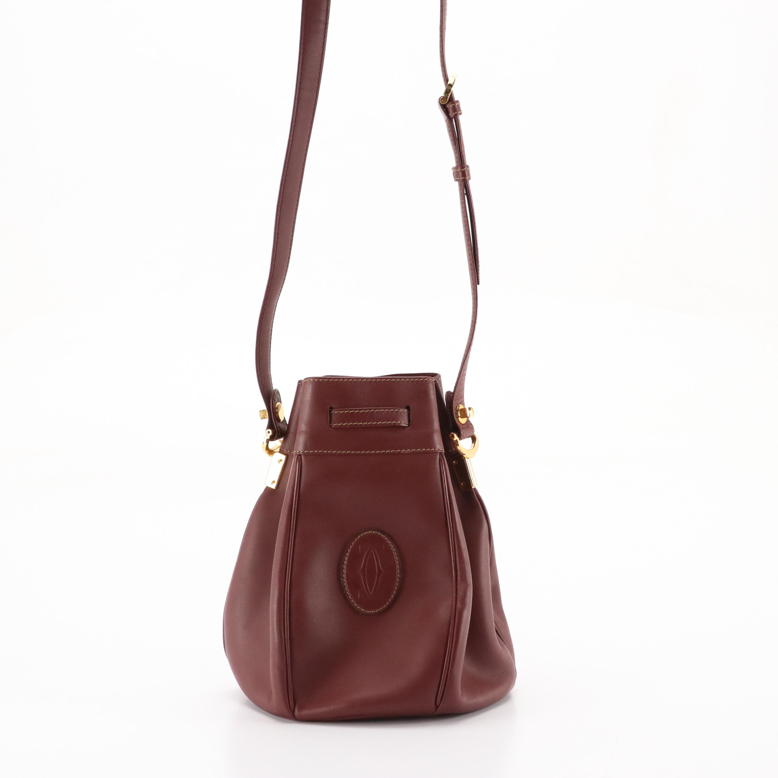 Cartier Must de Cartier Bucket Bag in Burgundy Leather