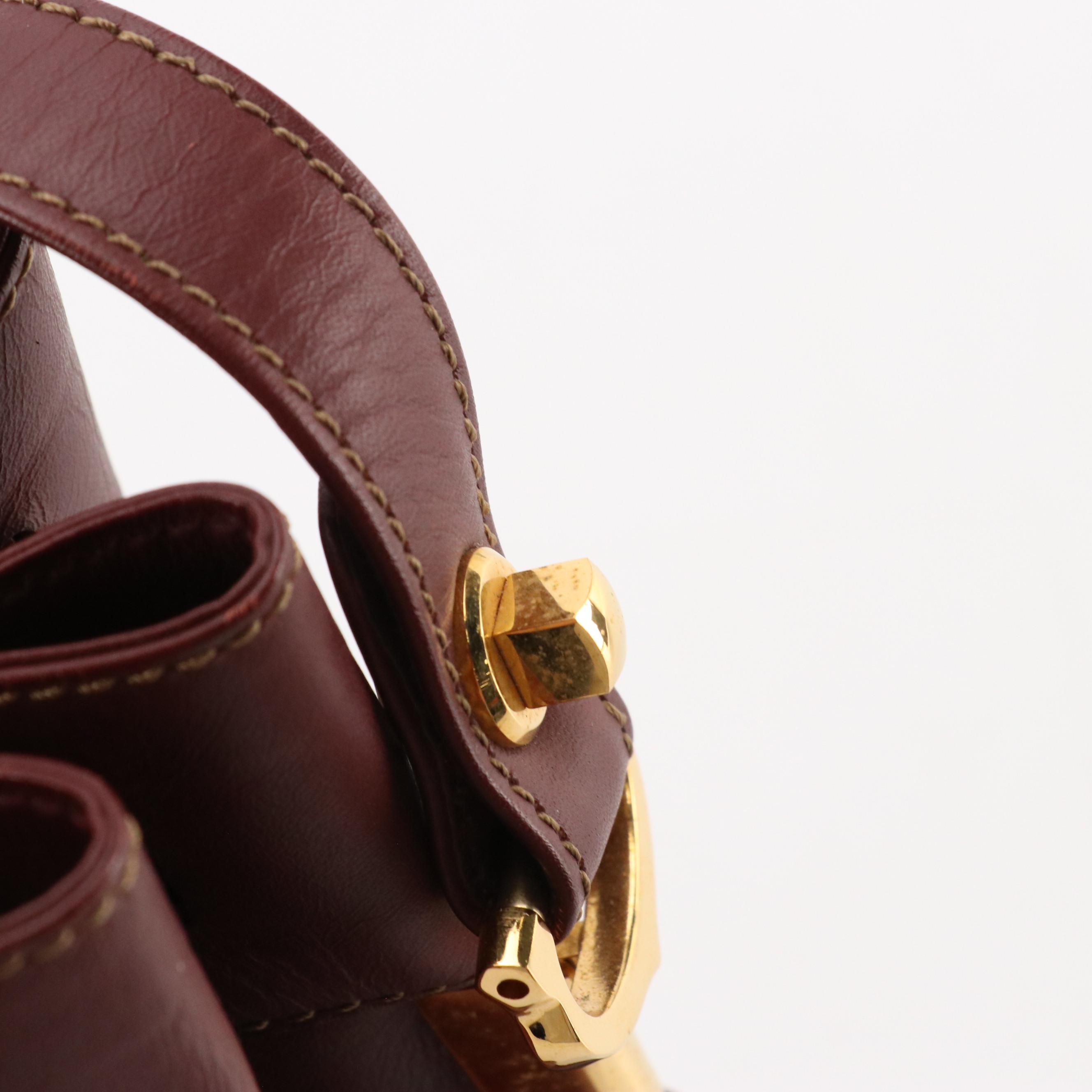 Cartier Must de Cartier Bucket Bag in Burgundy Leather