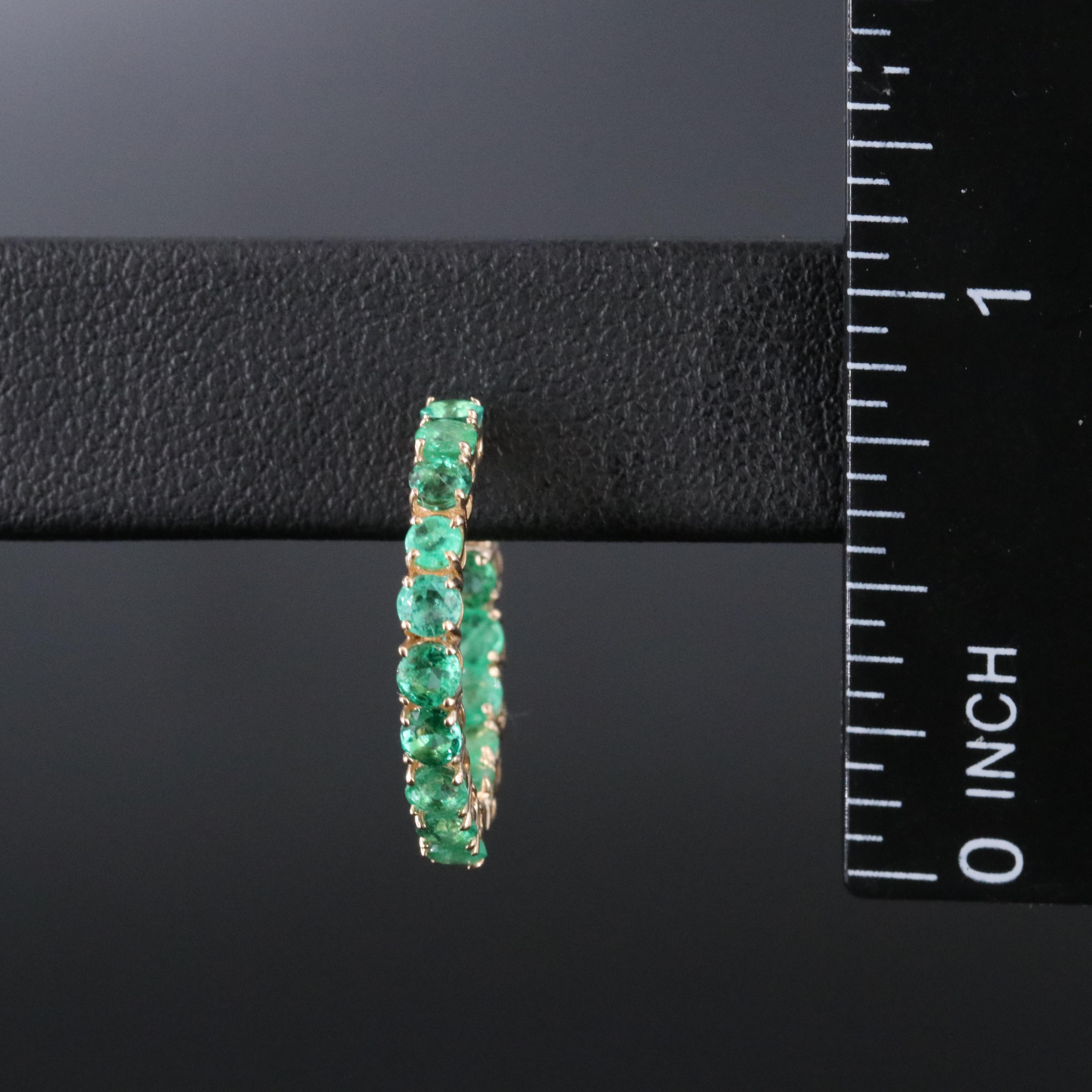 14K Inside-Out Emerald Hoop Earrings