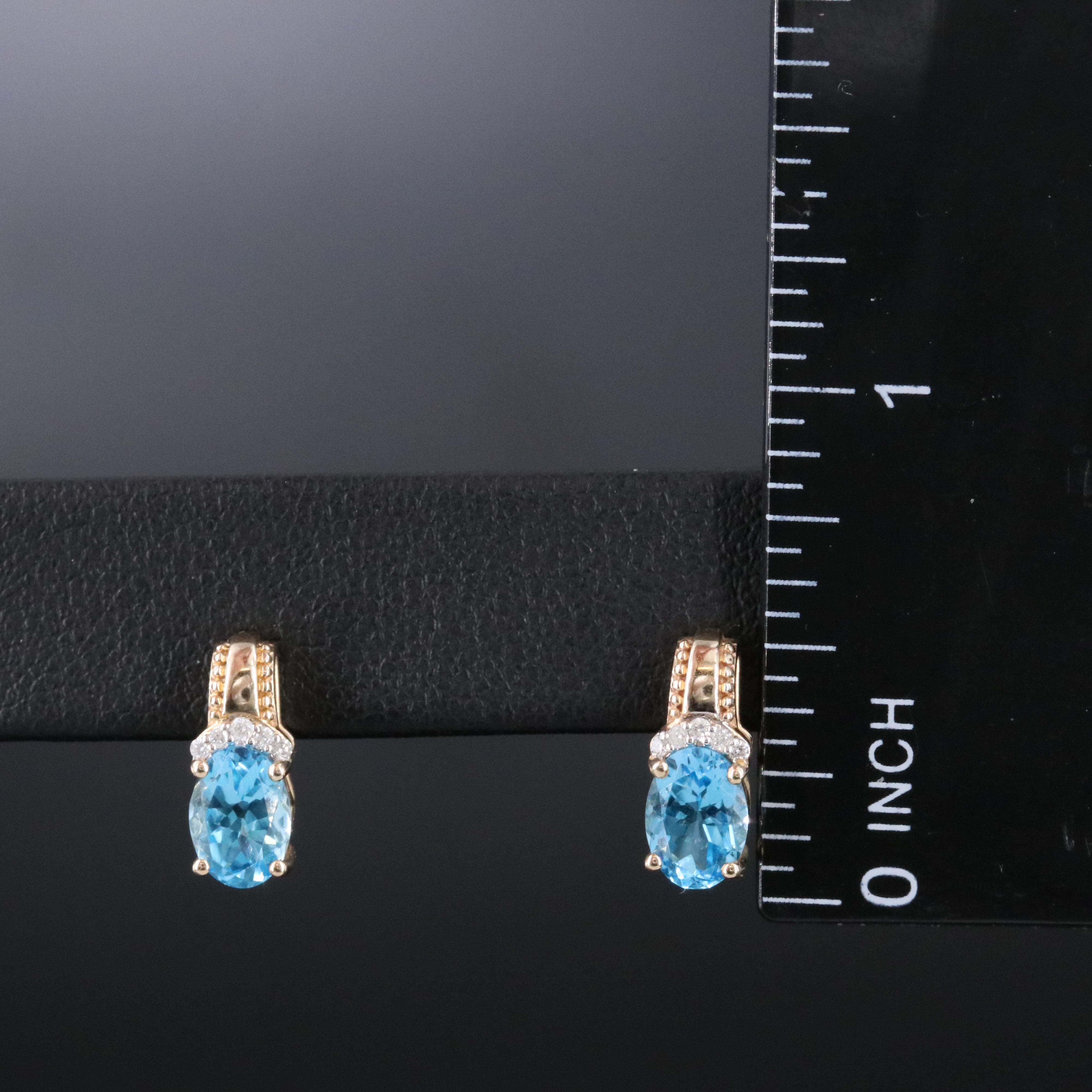 10K Topaz and Diamond Drop Earrings