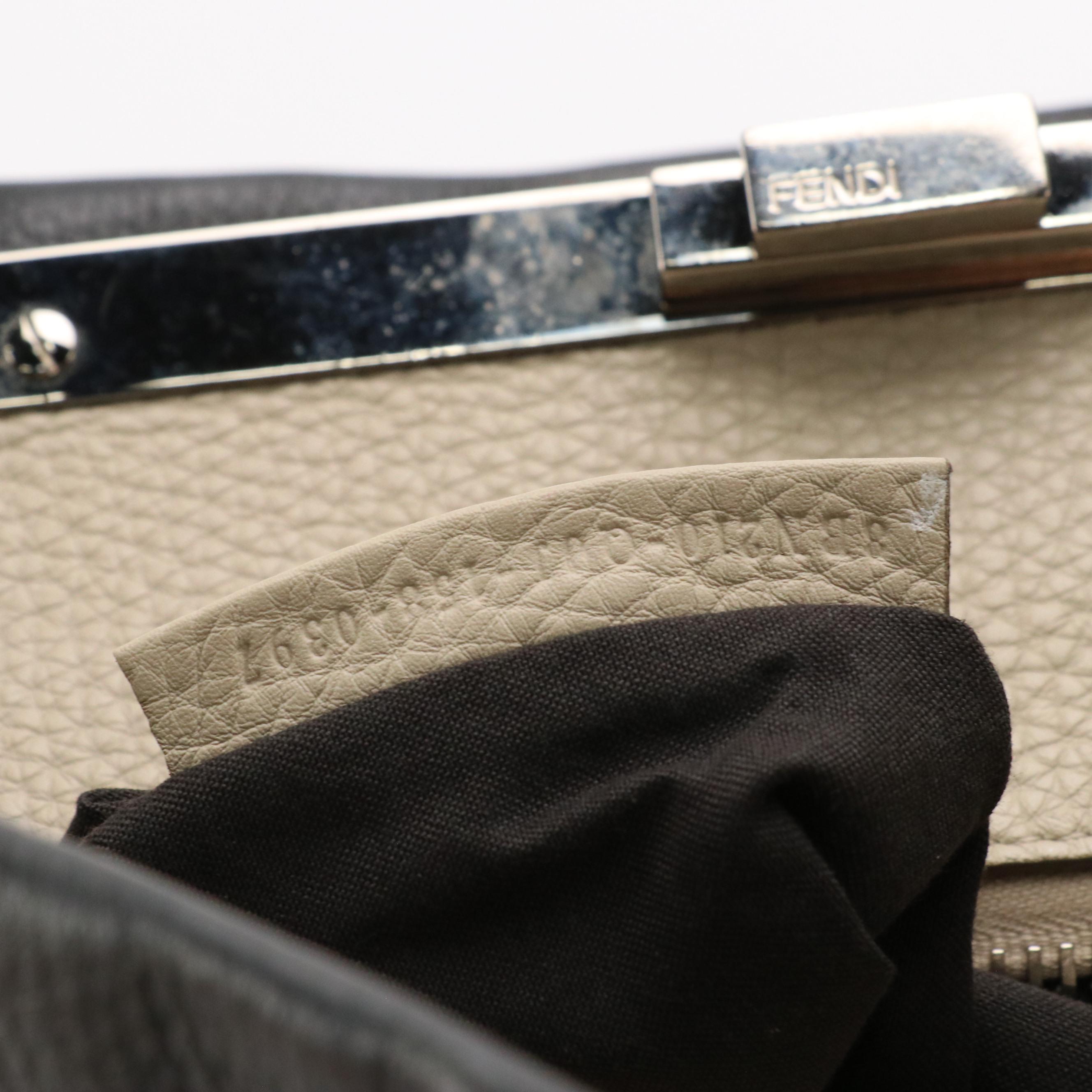 Fendi Large Peekaboo Top Handle Bag in Dark Grey Grained Calfskin Leather