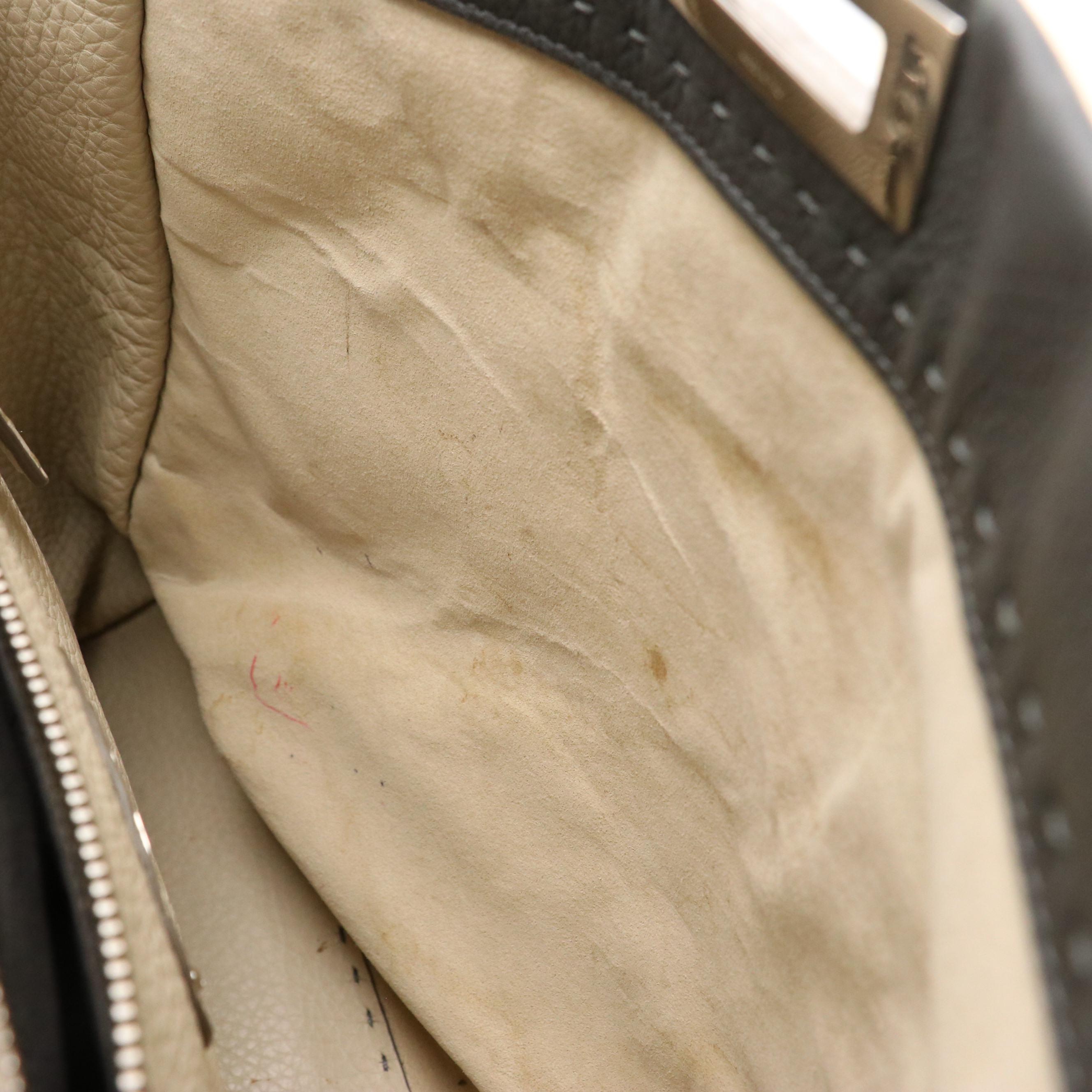 Fendi Large Peekaboo Top Handle Bag in Dark Grey Grained Calfskin Leather