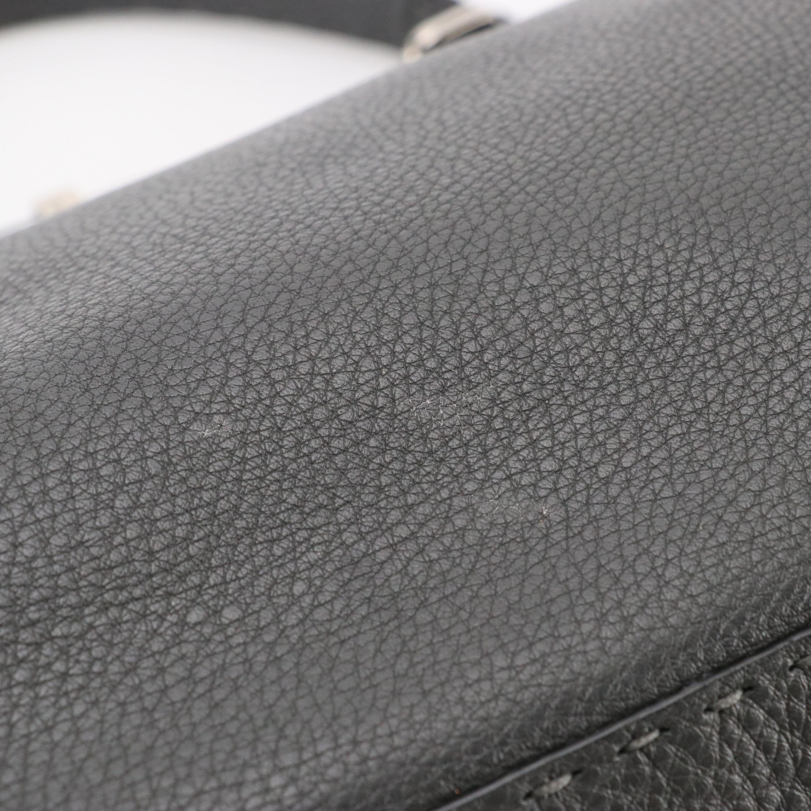 Fendi Large Peekaboo Top Handle Bag in Dark Grey Grained Calfskin Leather