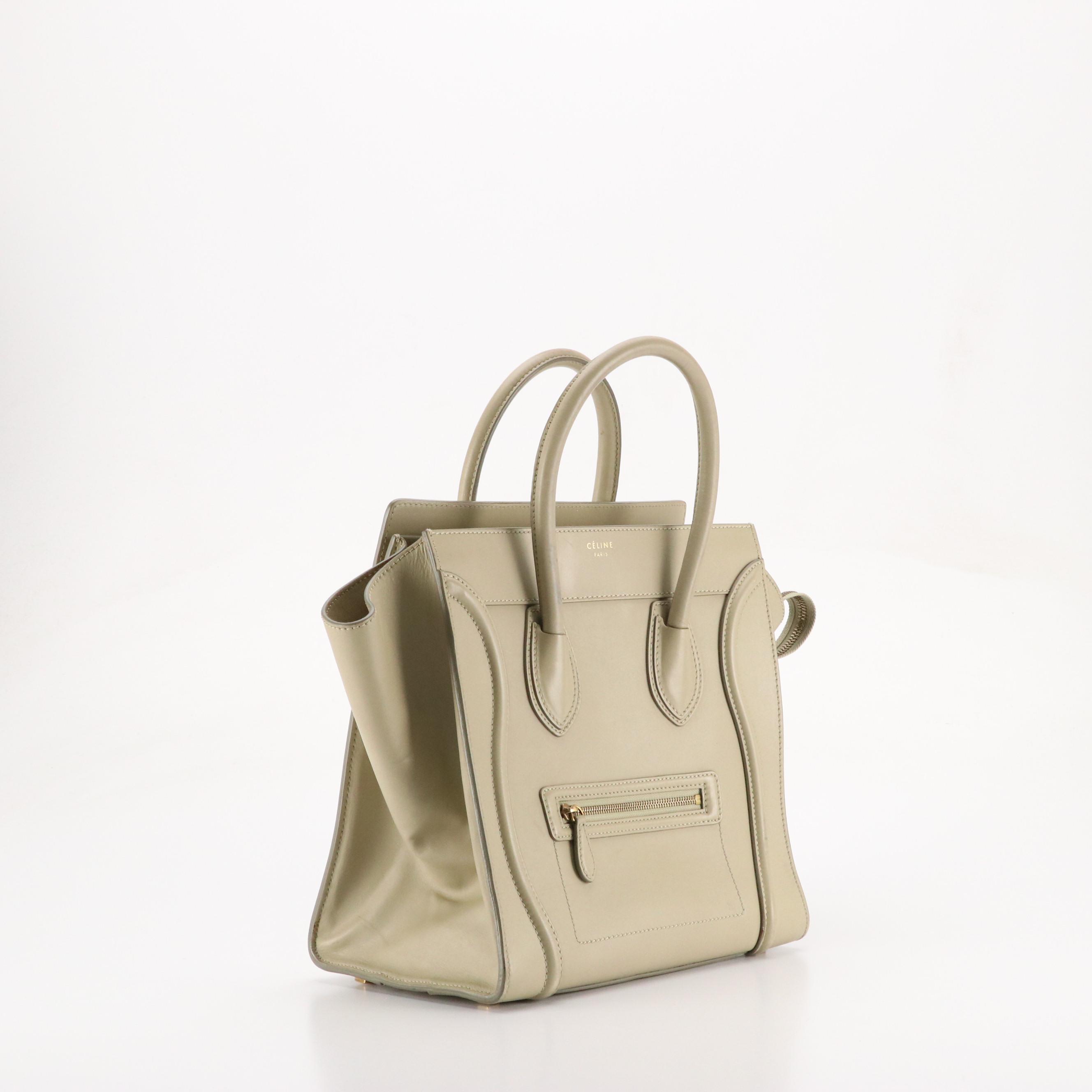 Céline Phantom Luggage Tote in Smooth Beige Calfskin Leather
