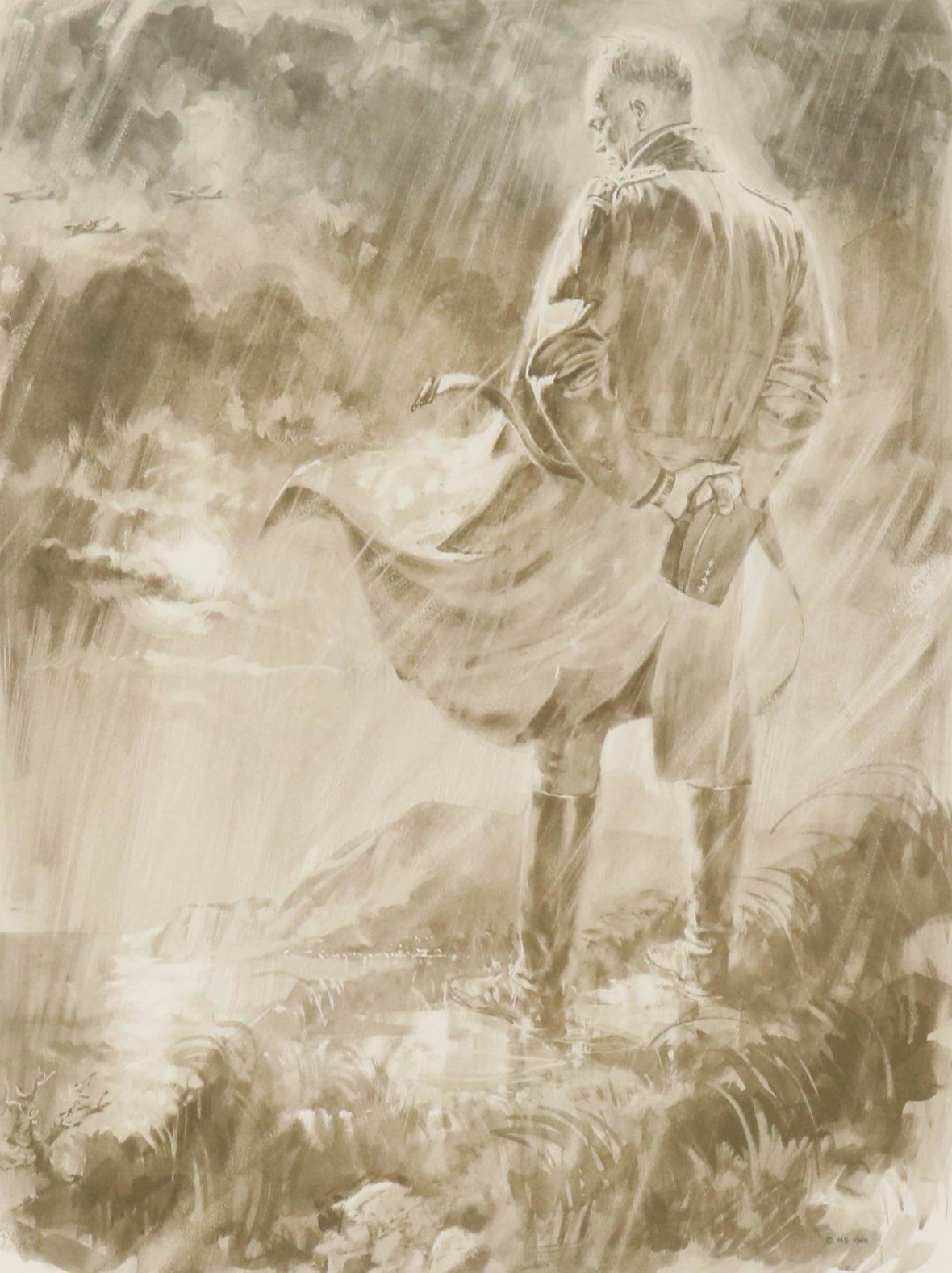 After Howard Sanden Halftone "General Eisenhower in Prayer"