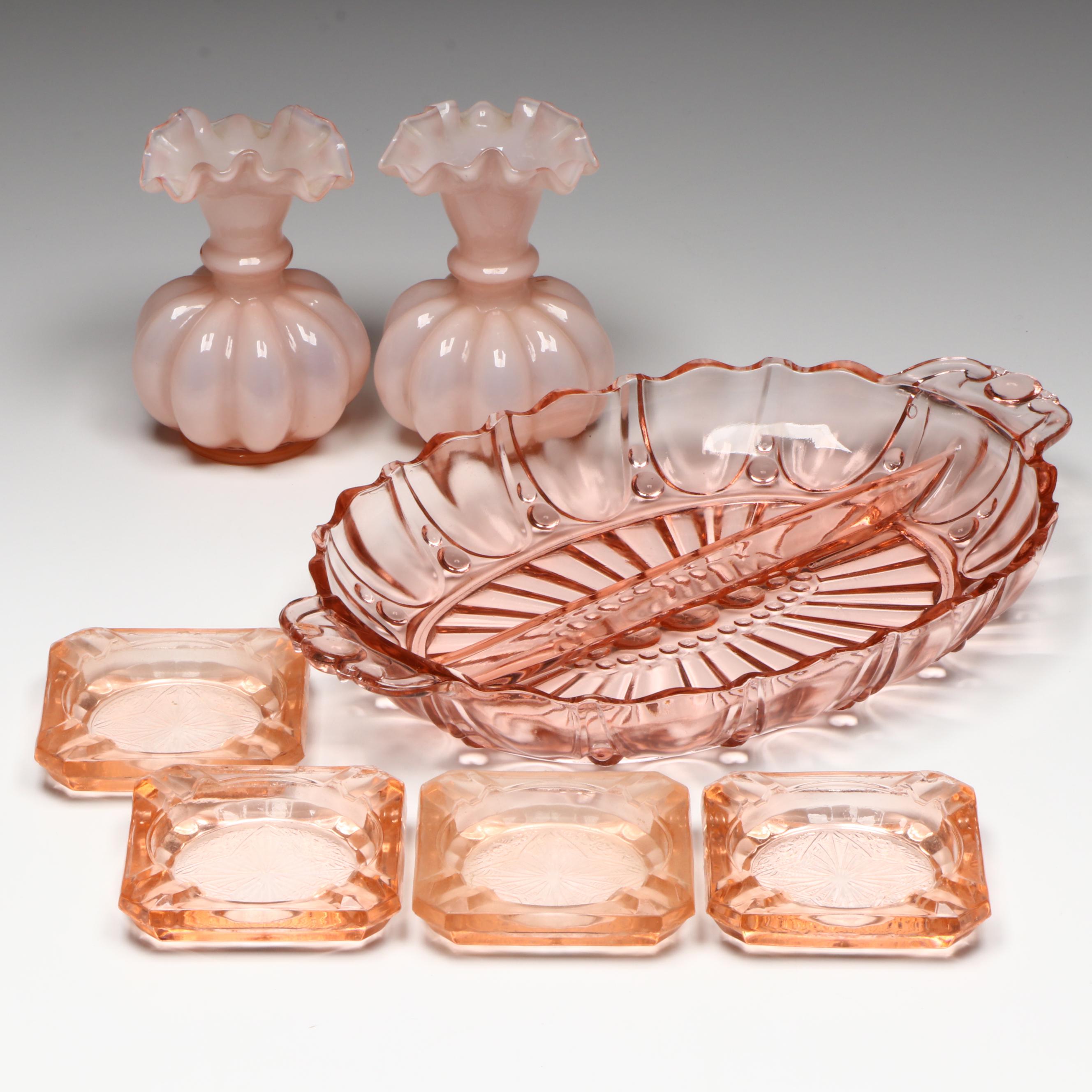 Anchor Hocking "Oyster and Pearl" Divided Dish with Other Tableware and Décor