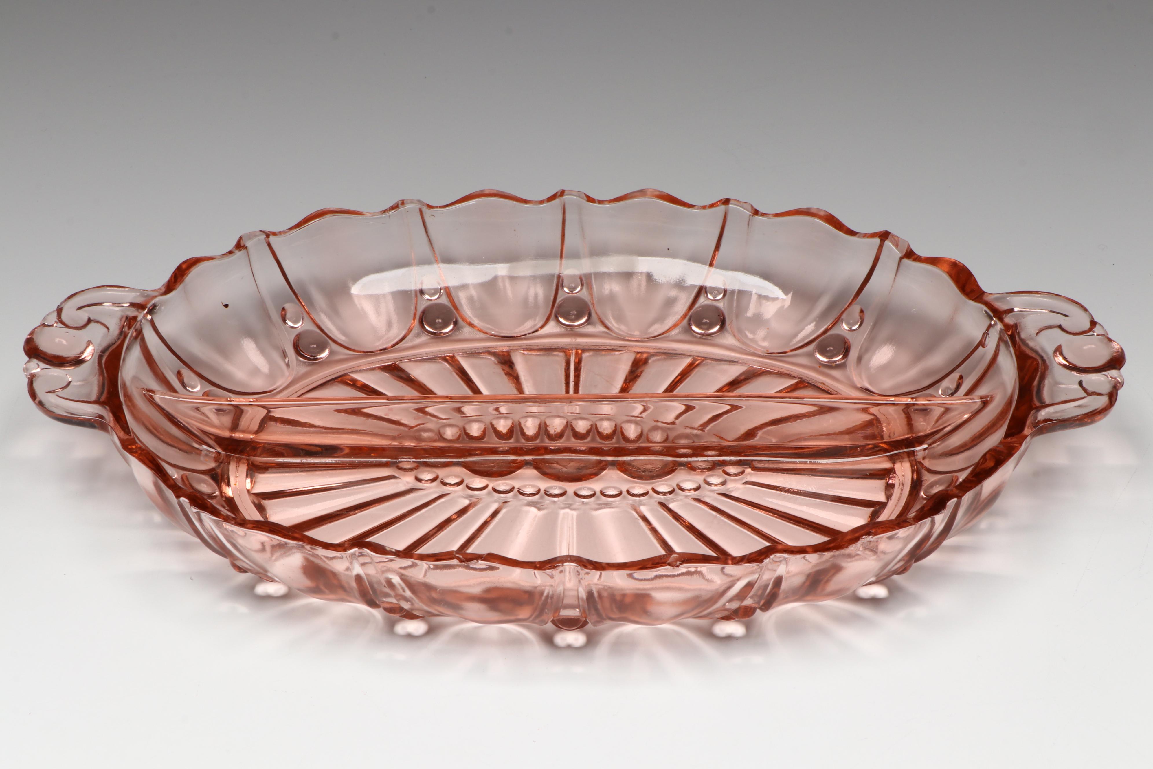 Anchor Hocking "Oyster and Pearl" Divided Dish with Other Tableware and Décor