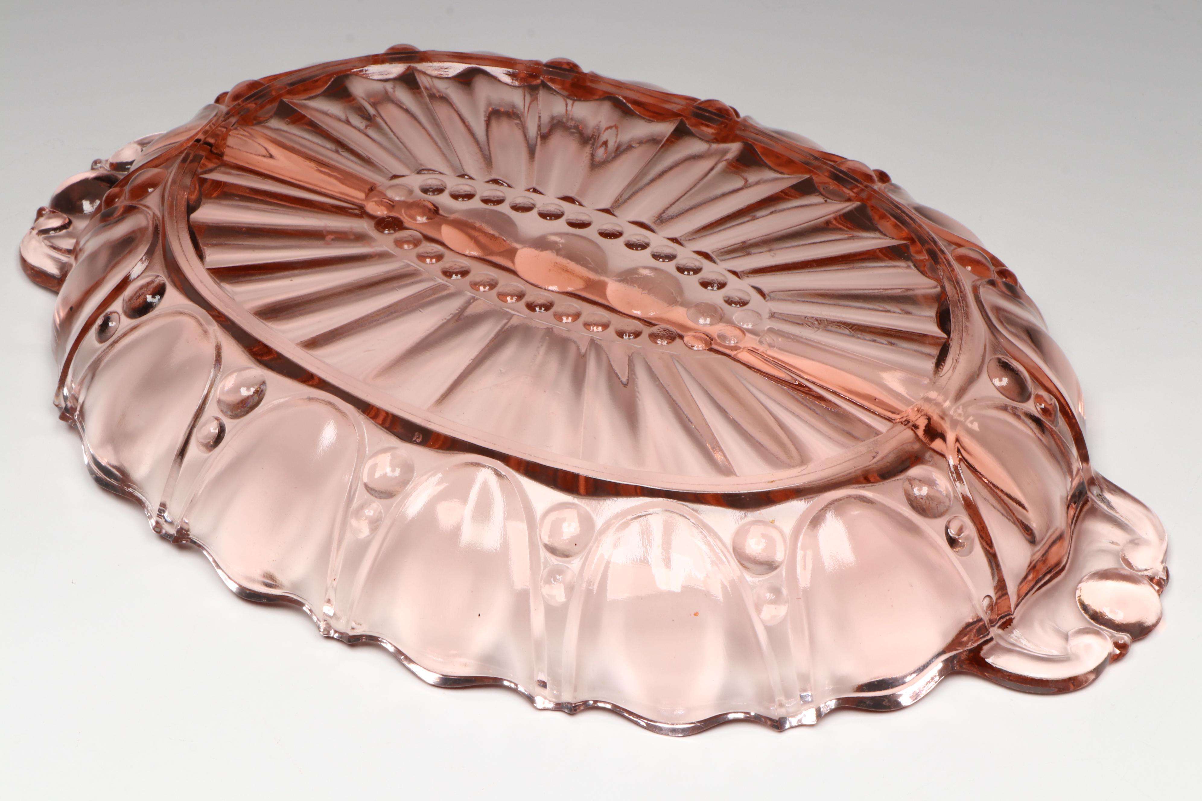 Anchor Hocking "Oyster and Pearl" Divided Dish with Other Tableware and Décor