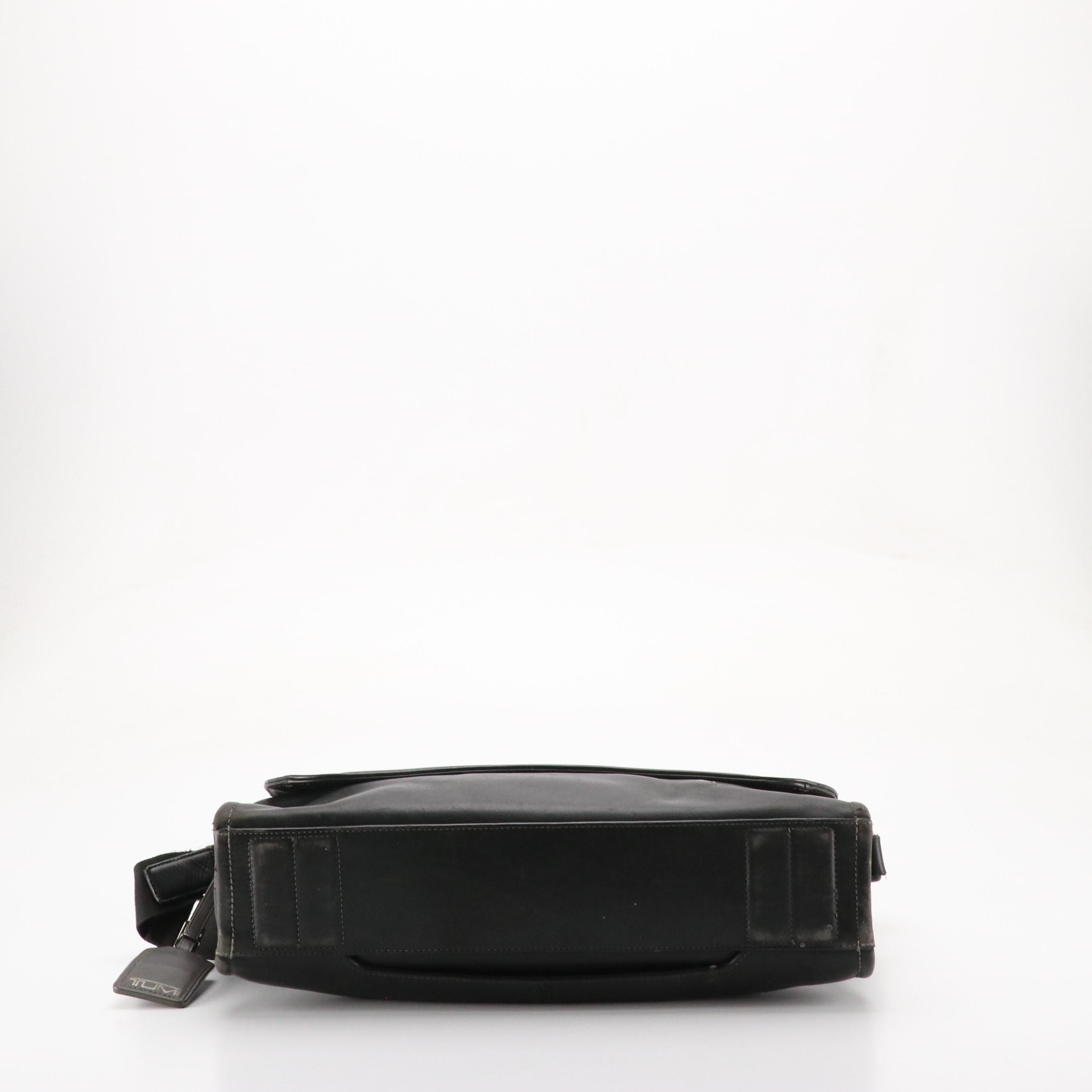 TUMI Black Leather Harrison Messenger Bag