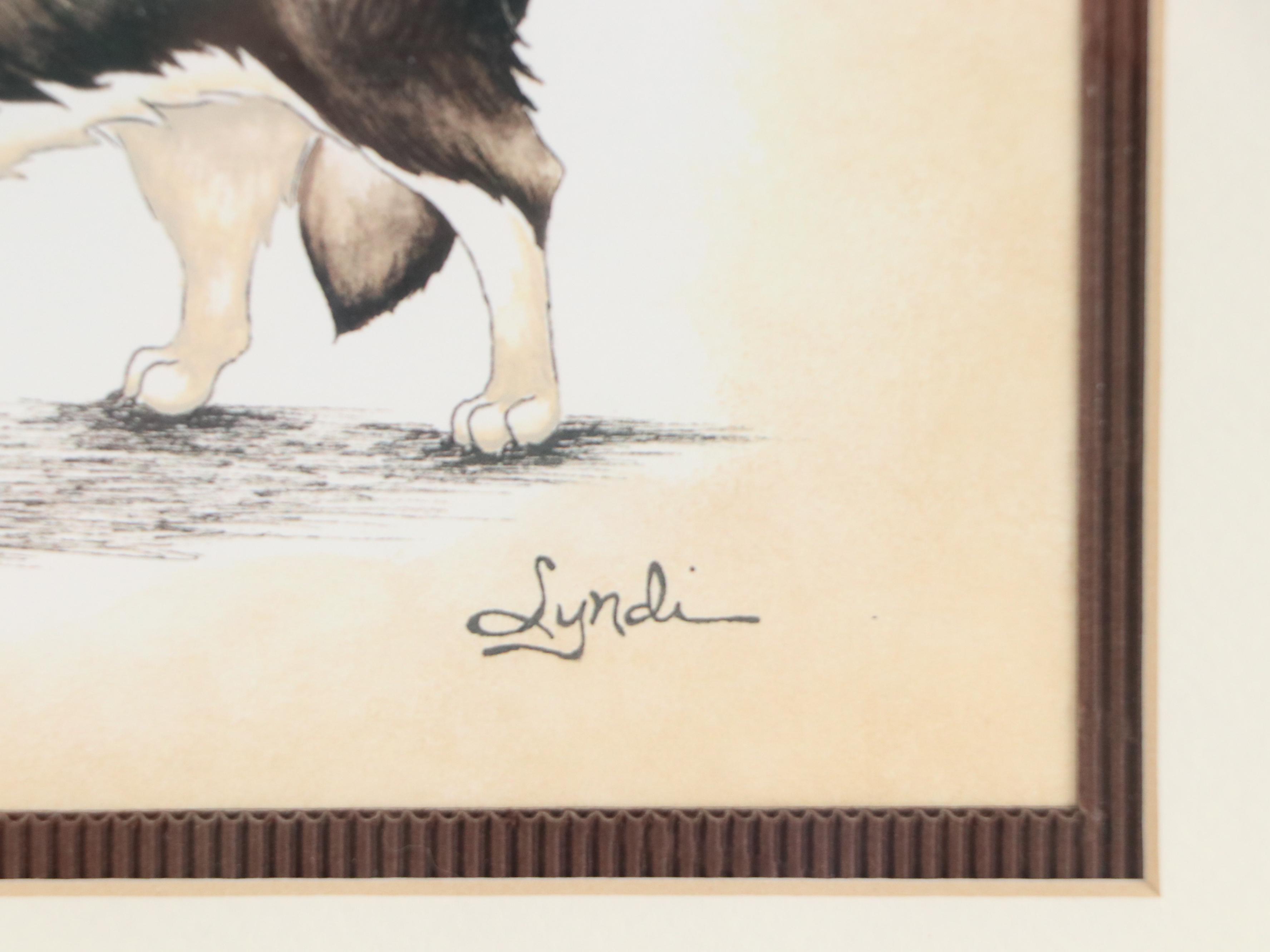 Lyndi Lende Offset Lithographs of Dog Illustrations "Golden Retriever" and More