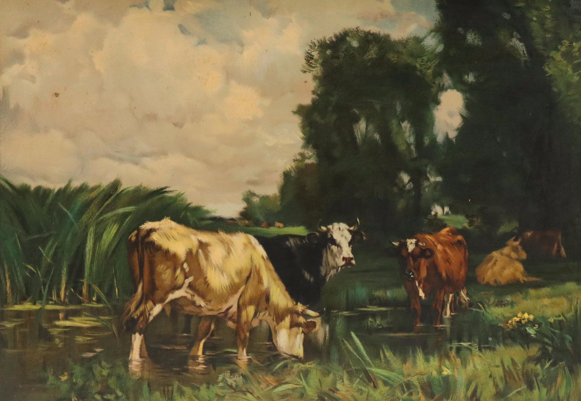 After Edward G. Sieber Pastoral Landscape Chromolithograph, Early 20th Century