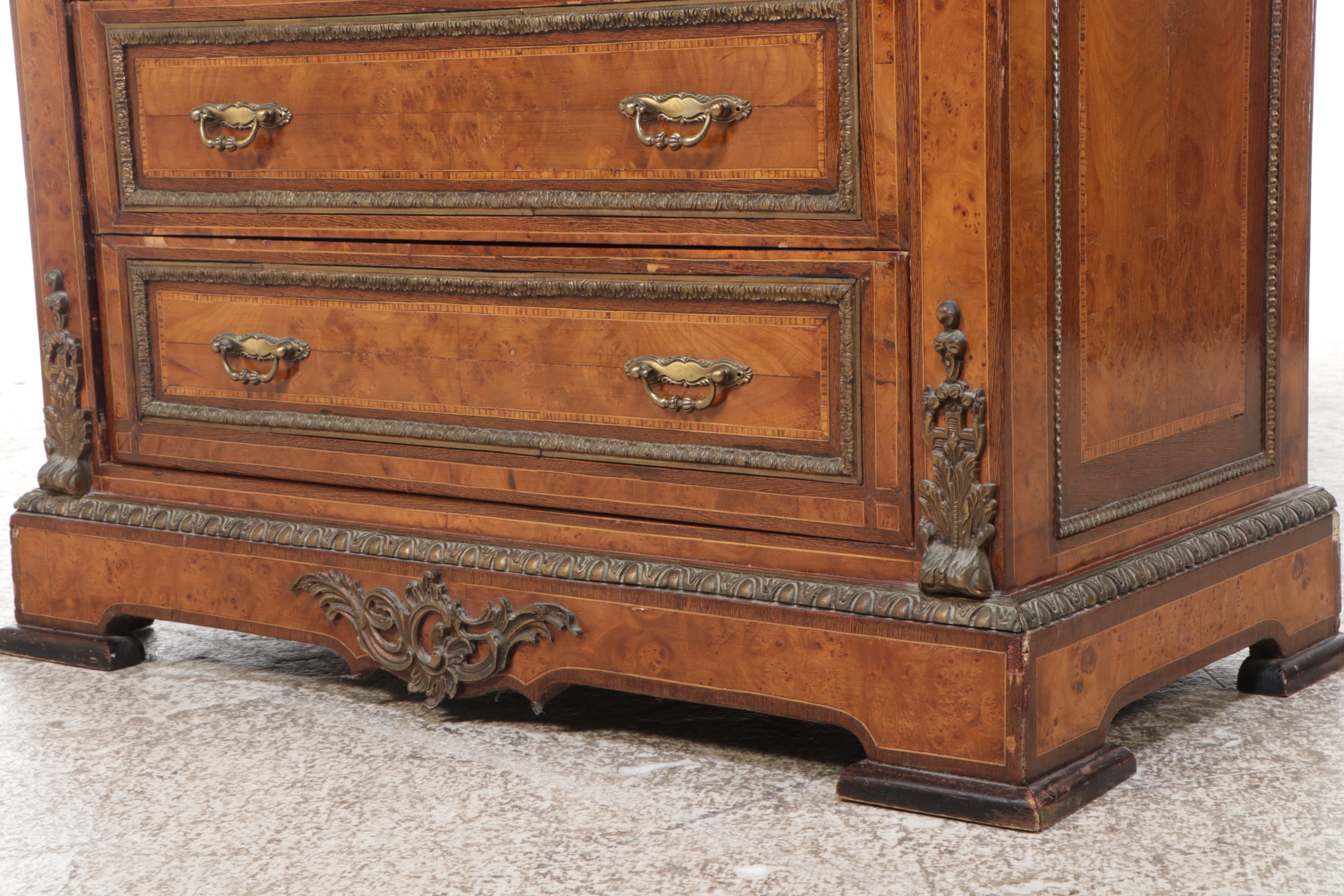 Louis Philippe Style Burl Wood Armoire