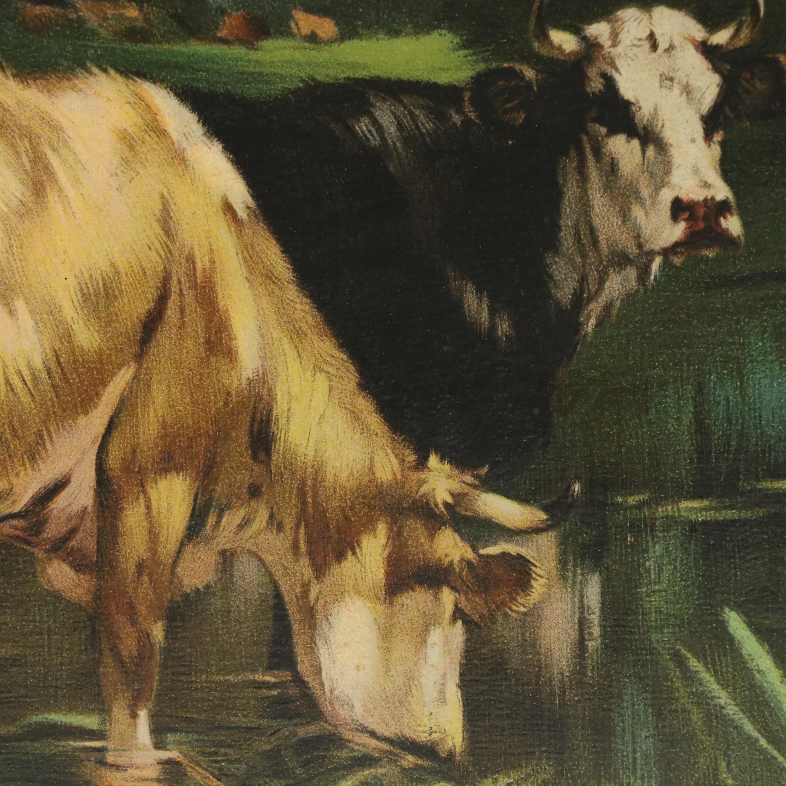 After Edward G. Sieber Pastoral Landscape Chromolithograph, Early 20th Century