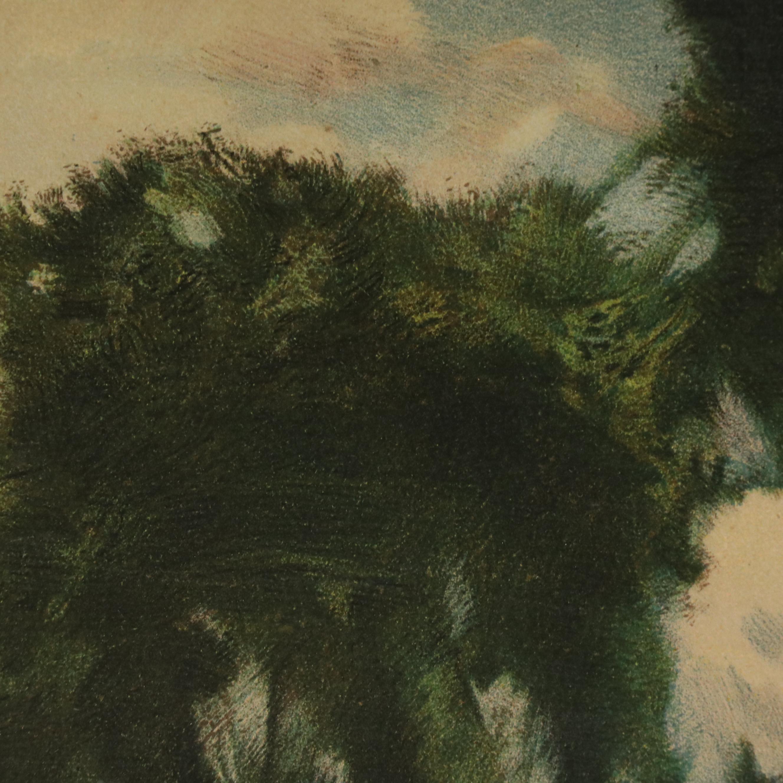 After Edward G. Sieber Pastoral Landscape Chromolithograph, Early 20th Century