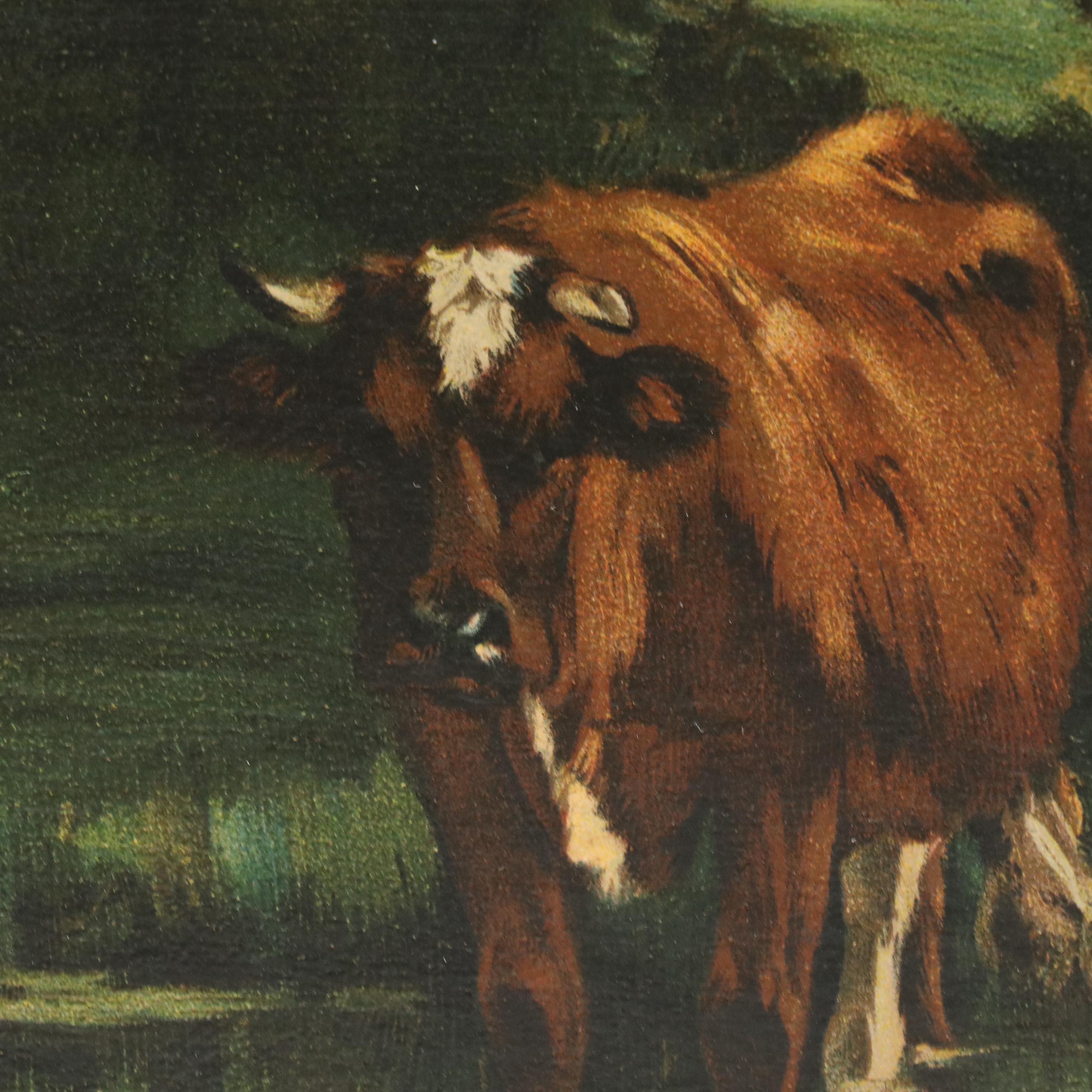 After Edward G. Sieber Pastoral Landscape Chromolithograph, Early 20th Century