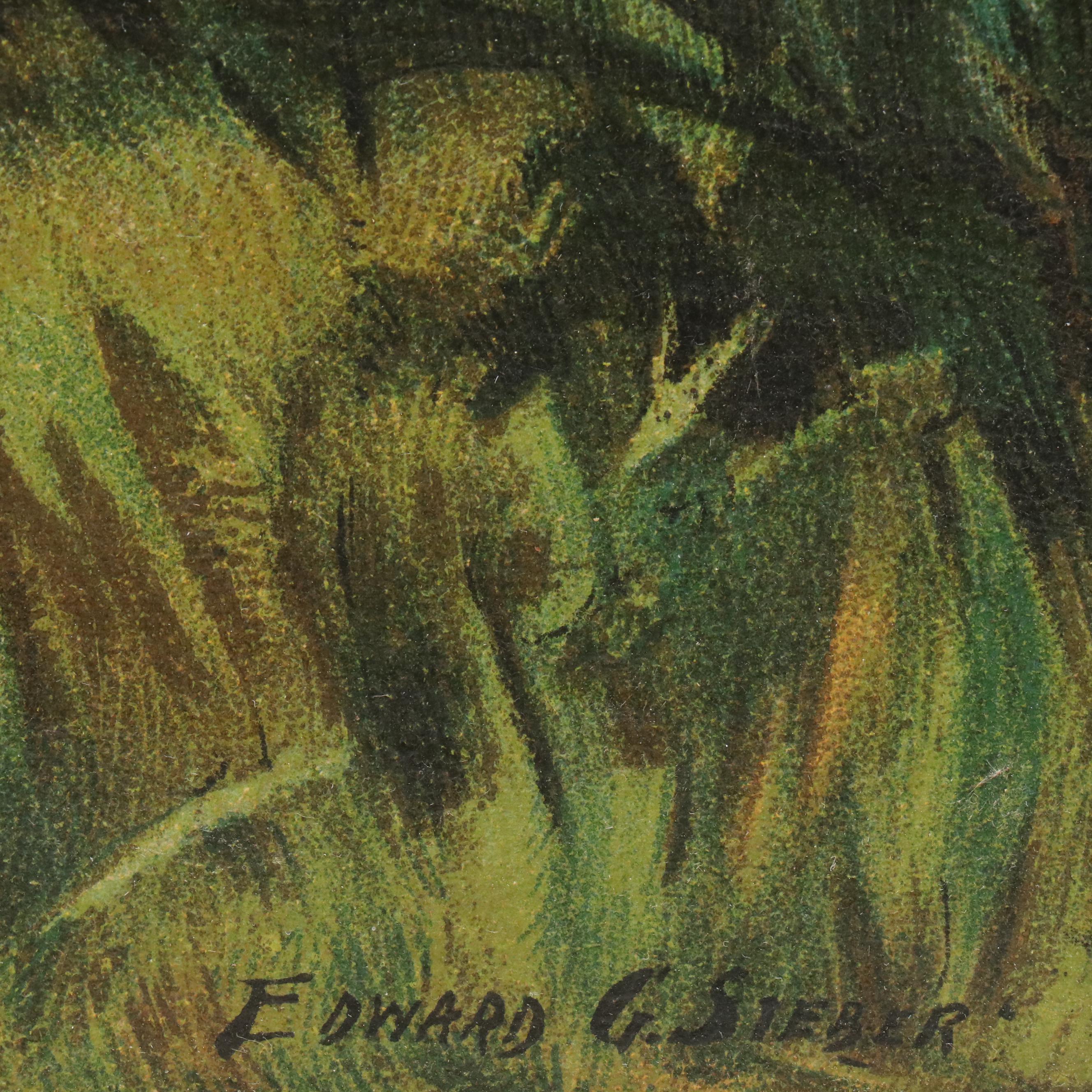 After Edward G. Sieber Pastoral Landscape Chromolithograph, Early 20th Century