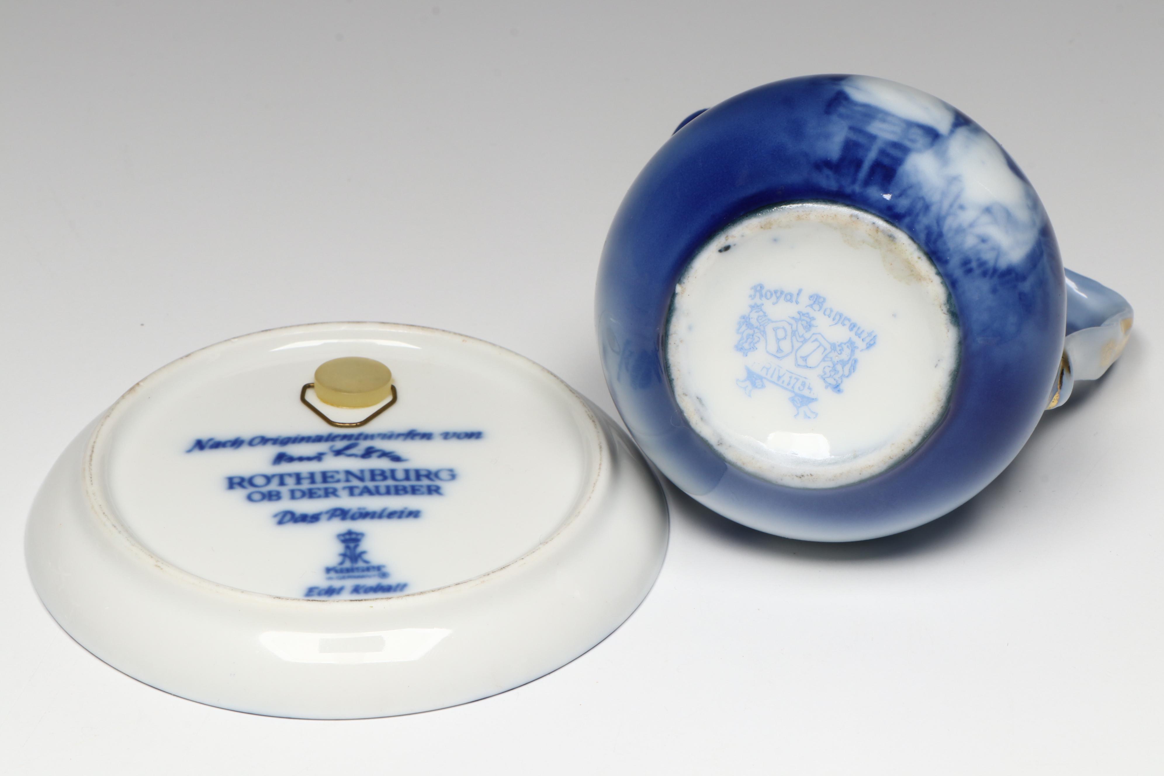 Royal Bayreuth Porcelain Creamer with Kaiser Cobalt Underplate and Delft Clogs