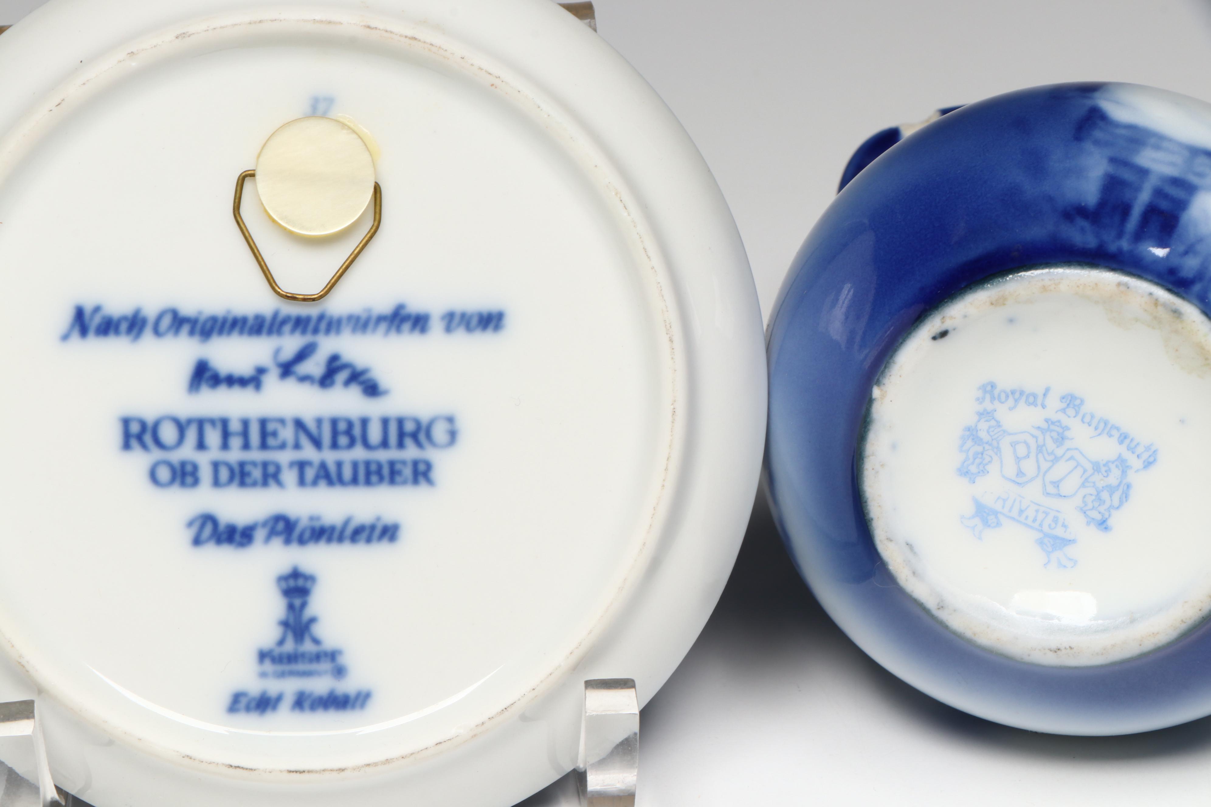 Royal Bayreuth Porcelain Creamer with Kaiser Cobalt Underplate and Delft Clogs