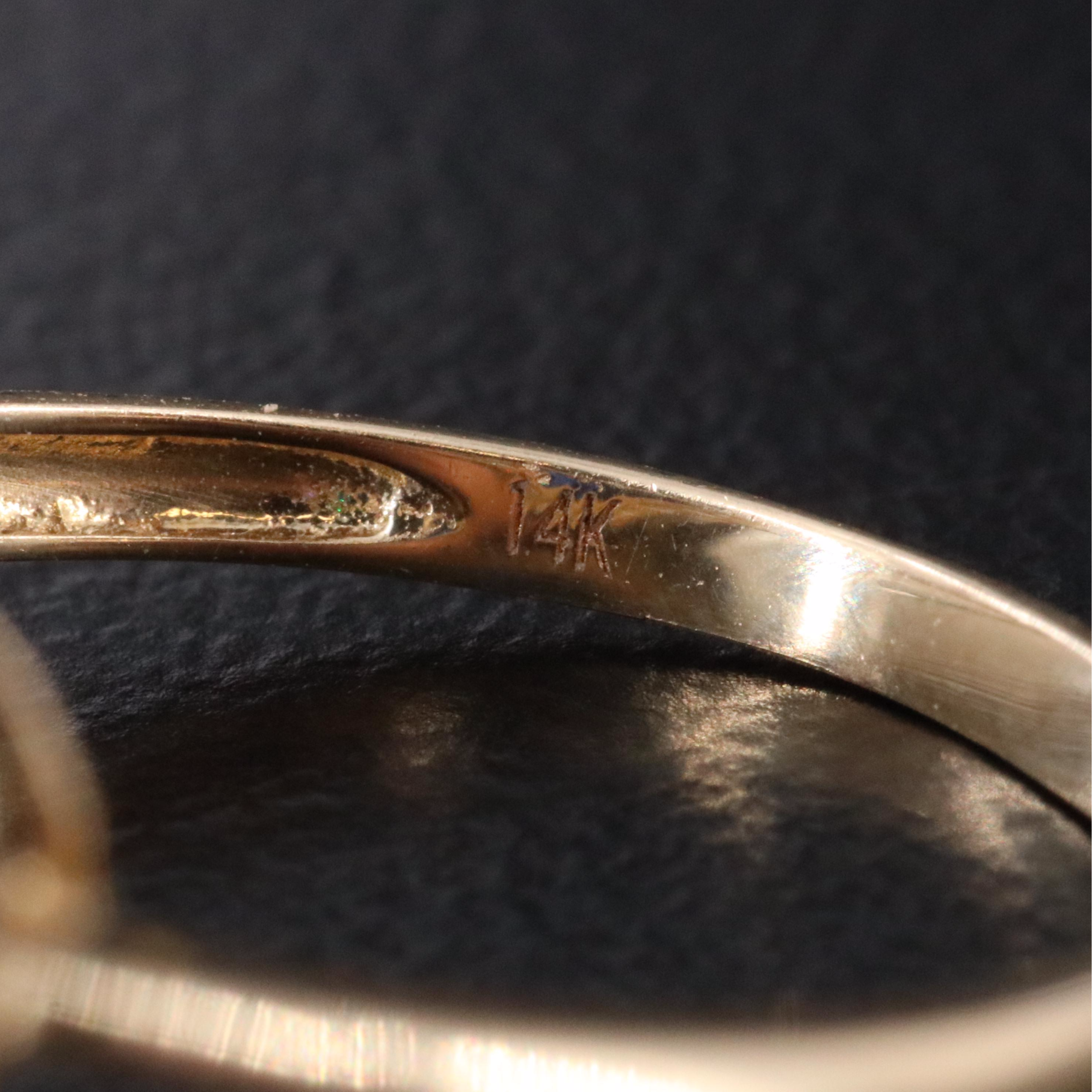 14K Faux Sapphire and CZ Heart Ring