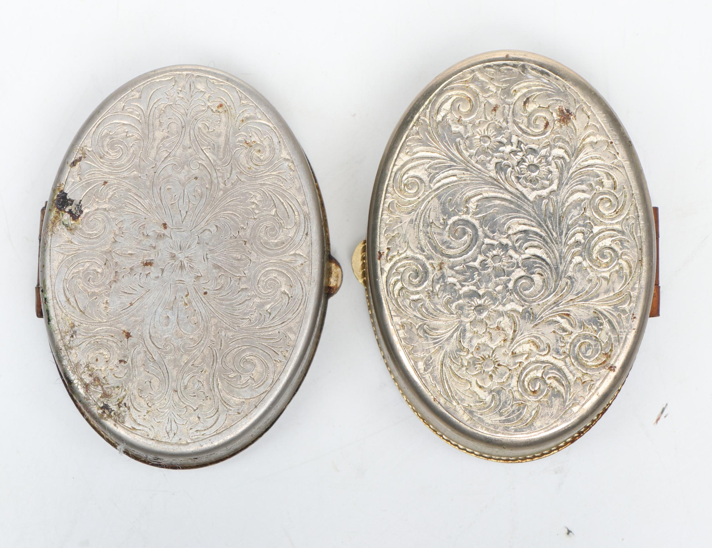 Dark Blue Floral Decorated Enamel Metal Pillboxes