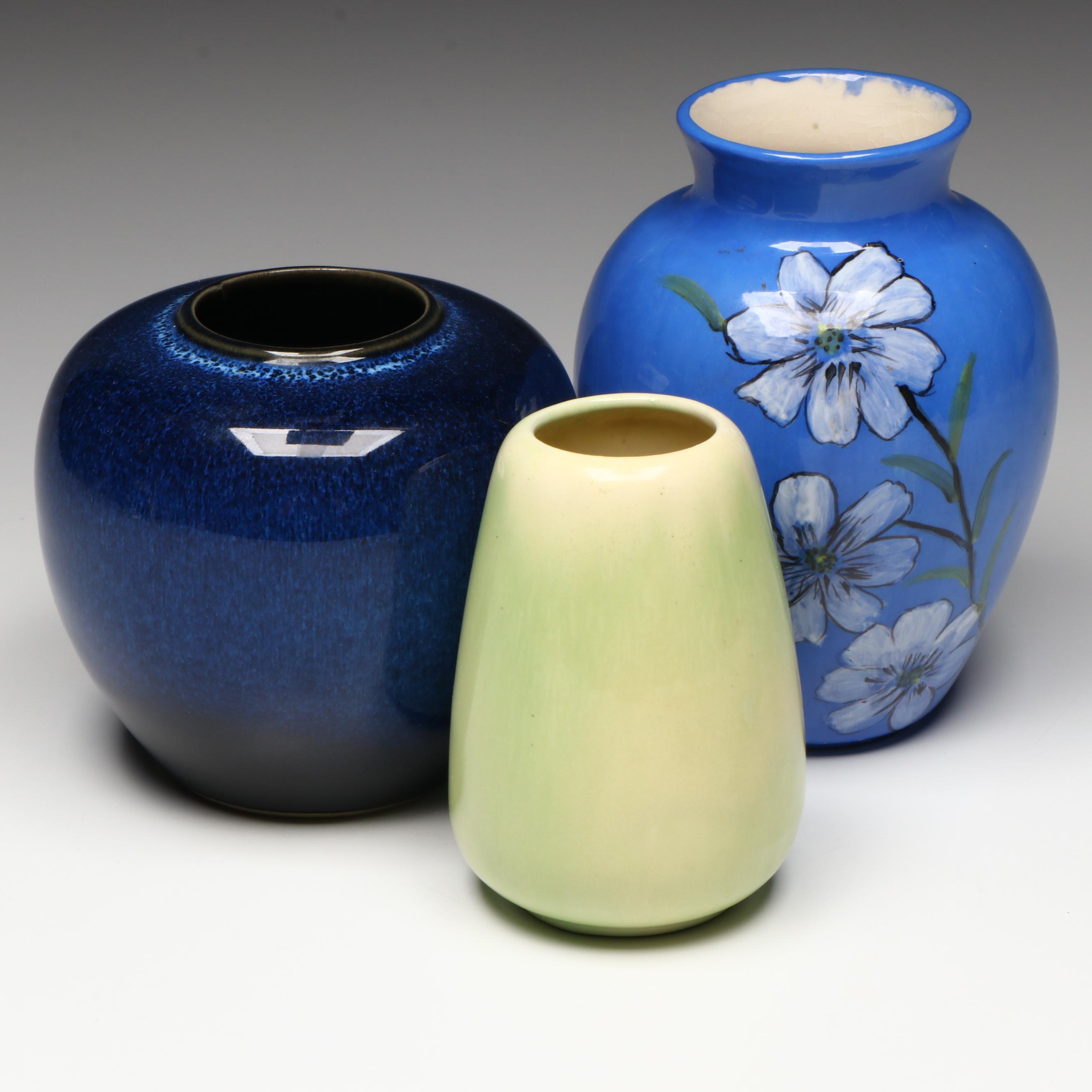 Japanese Spatter Glazed and Other Art Pottery Vases