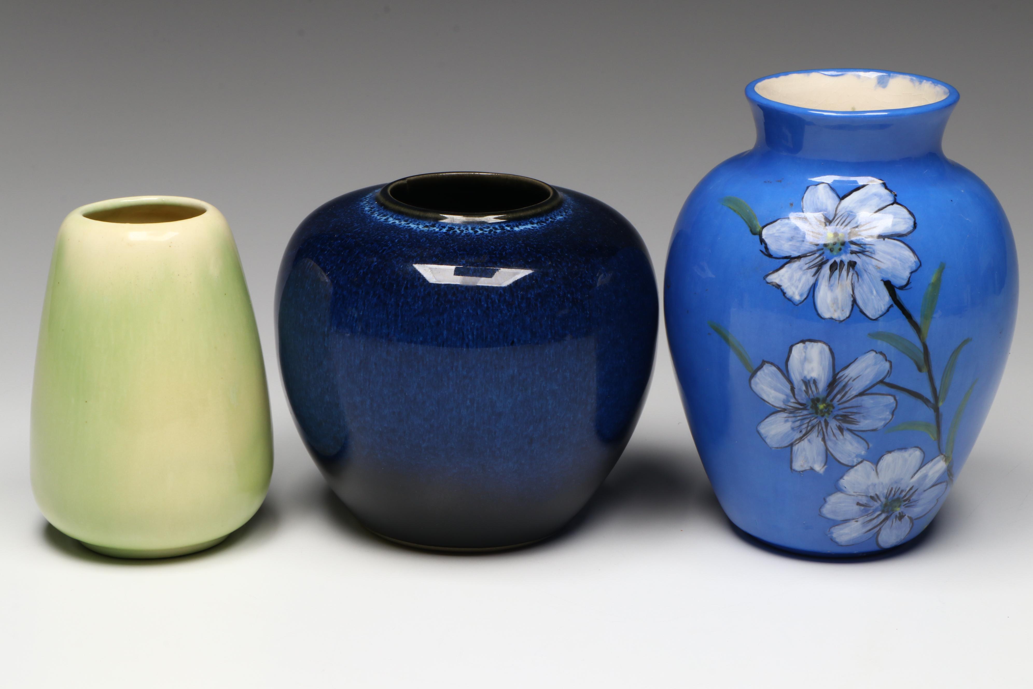Japanese Spatter Glazed and Other Art Pottery Vases