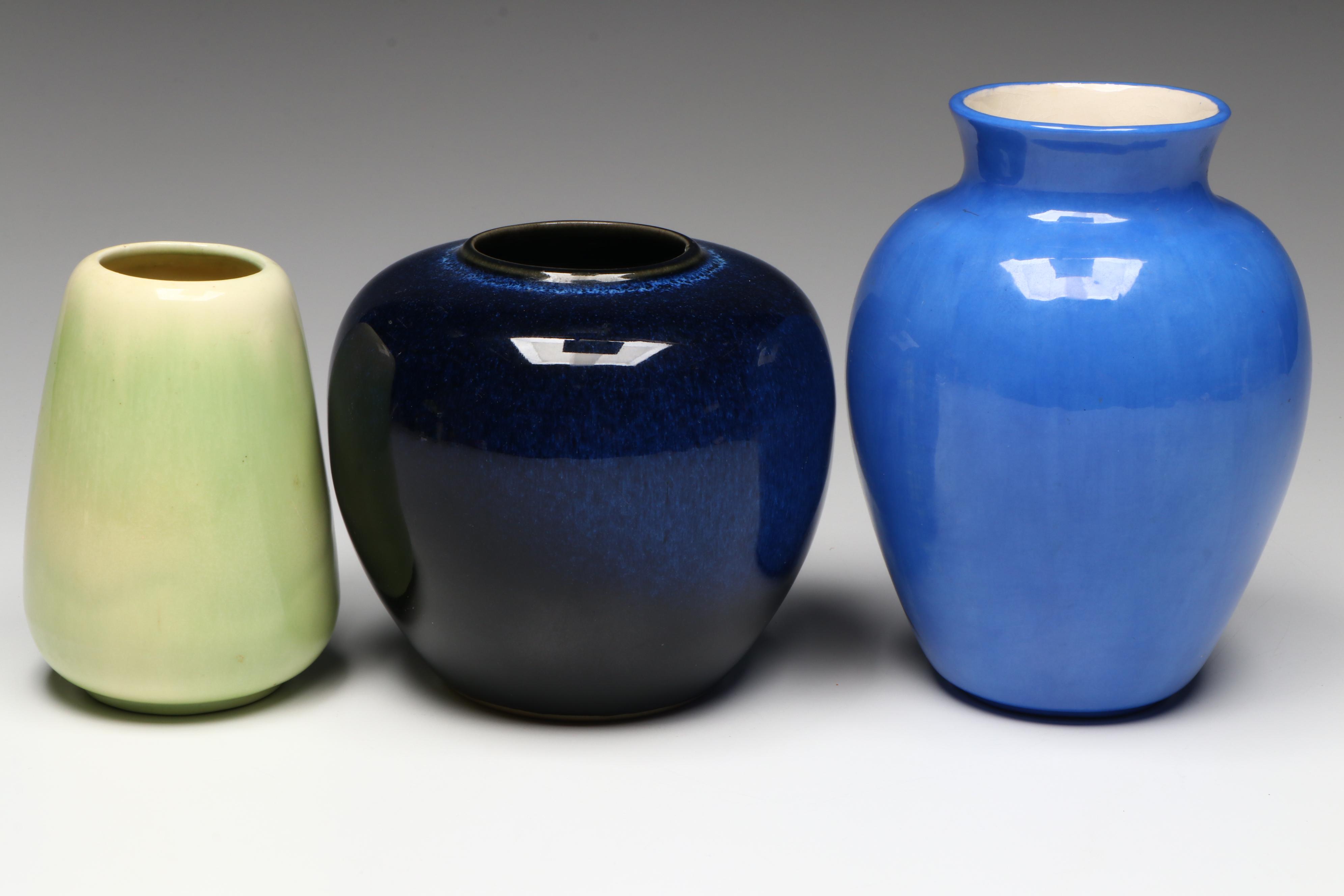 Japanese Spatter Glazed and Other Art Pottery Vases