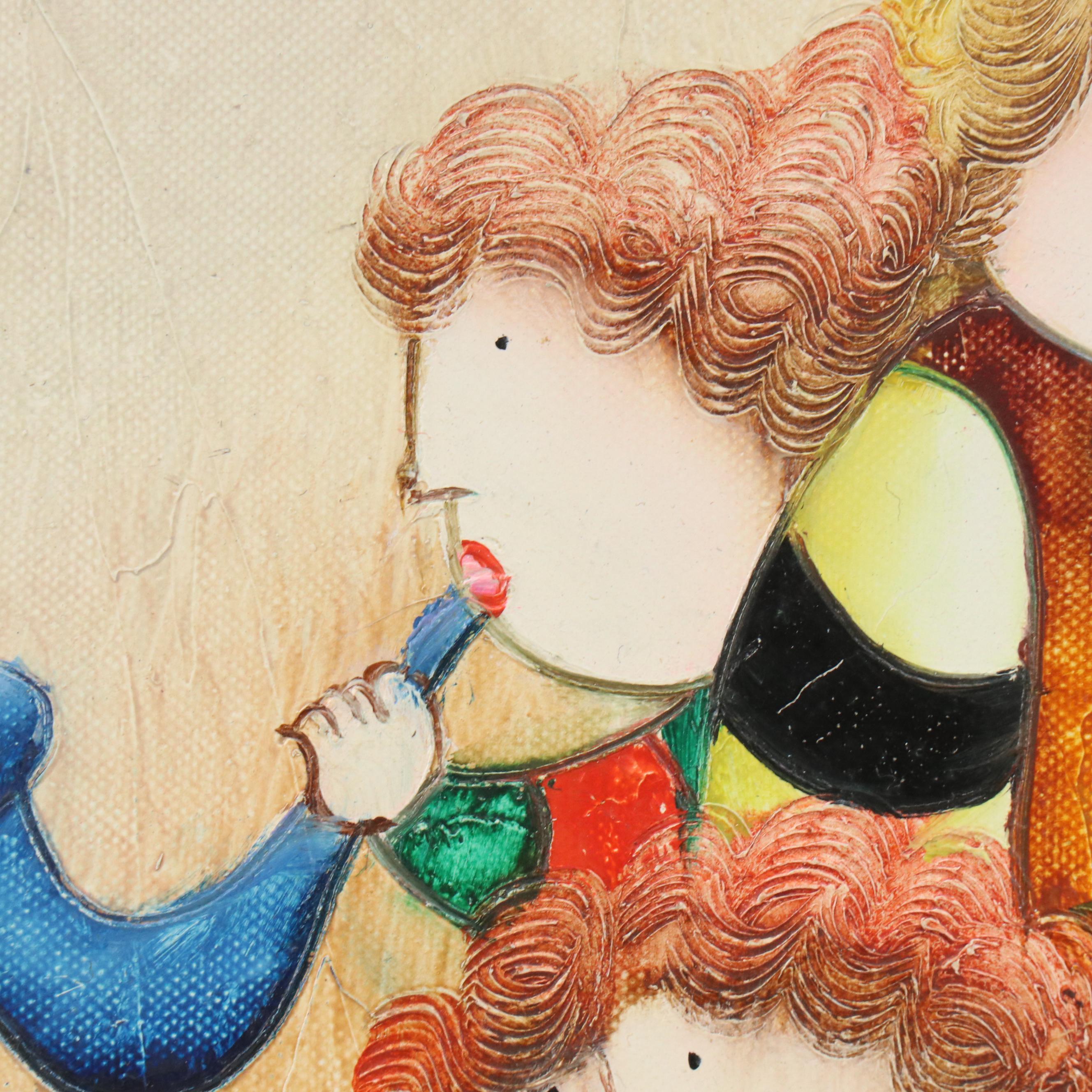 Joyce Roybal Stylized Acrylic Painting of Musicians