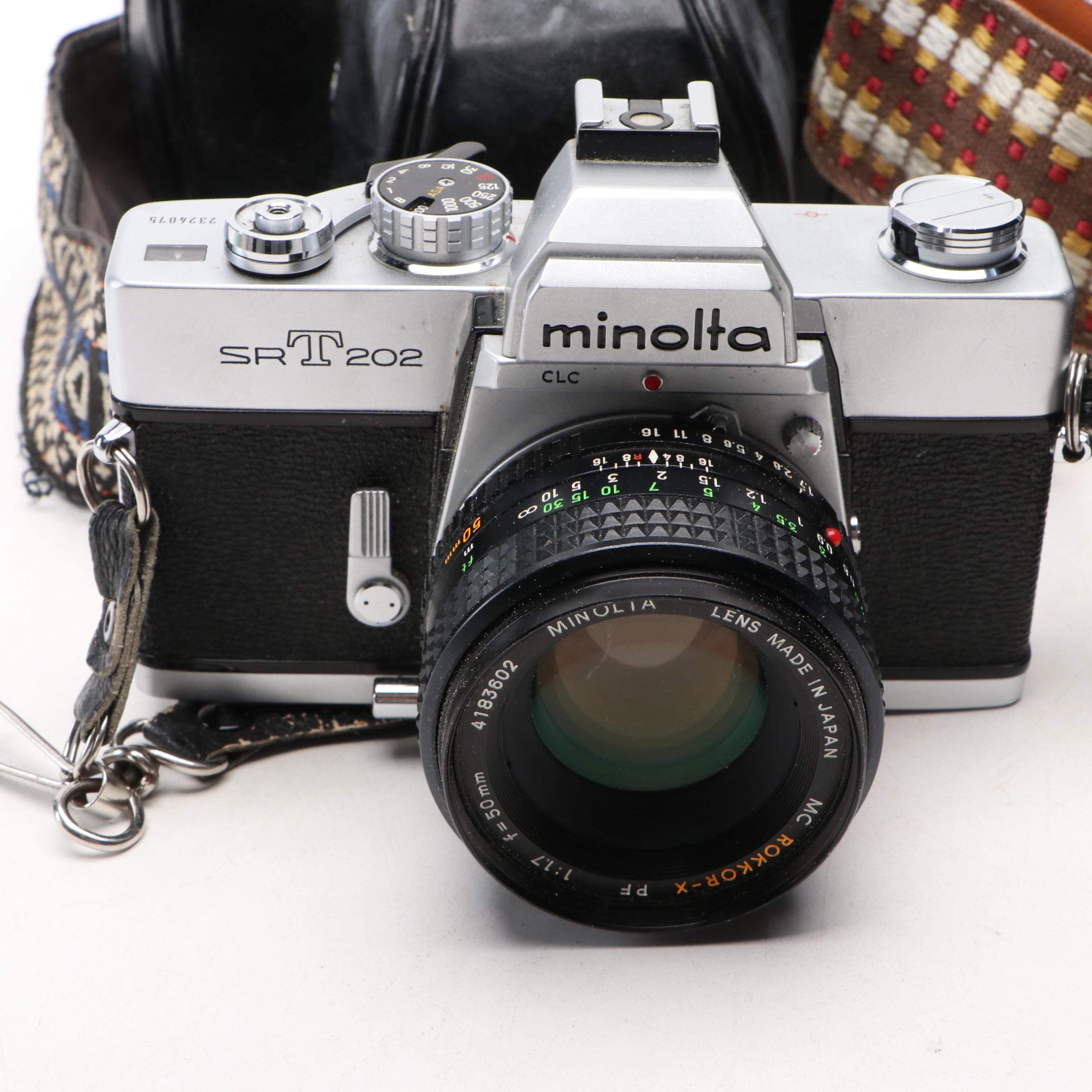 Minolta SRT-202 and SR-7 35mm SLR Cameras, Late 20th Century