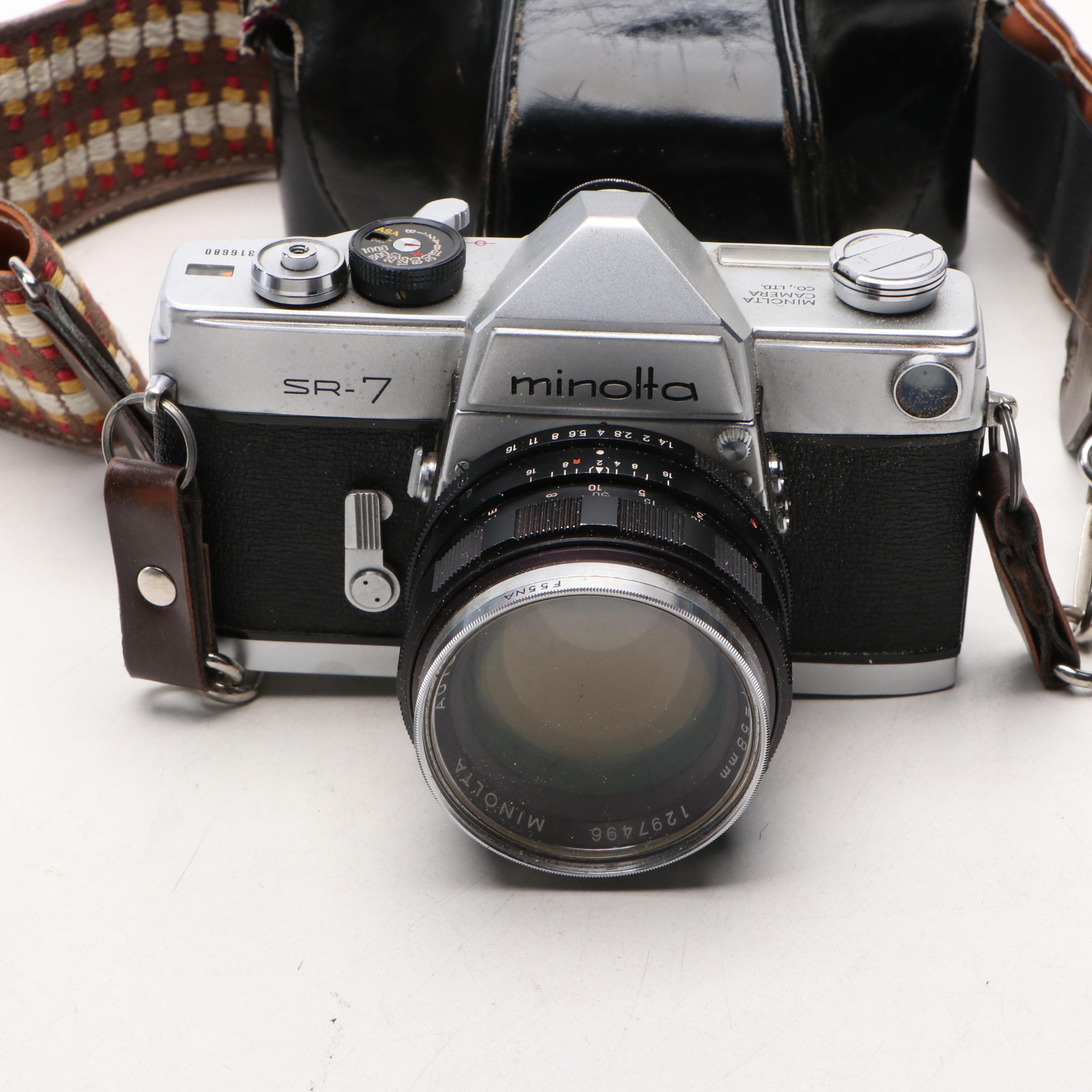 Minolta SRT-202 and SR-7 35mm SLR Cameras, Late 20th Century