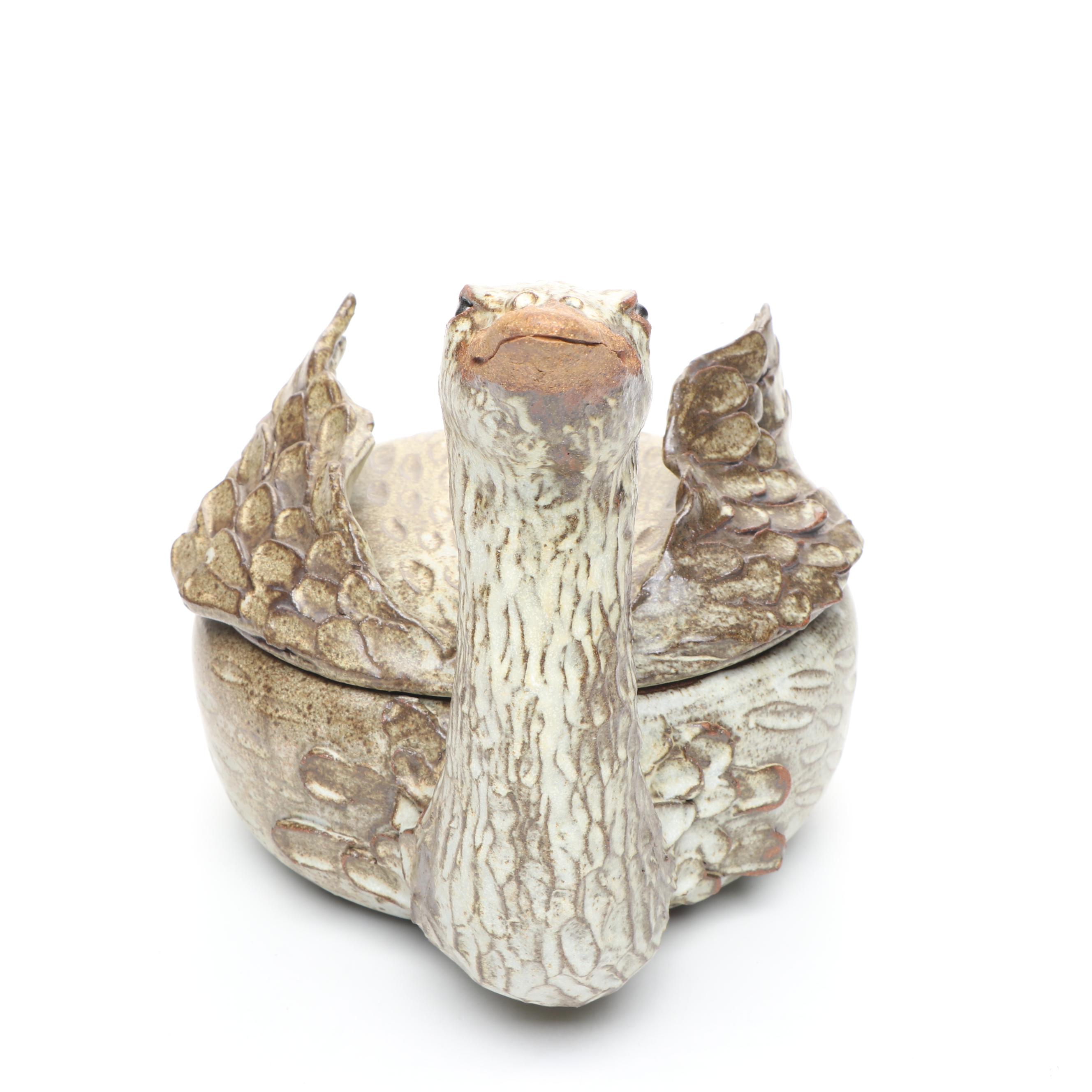 Camp Climax Pottery Swan Lidded Vessel