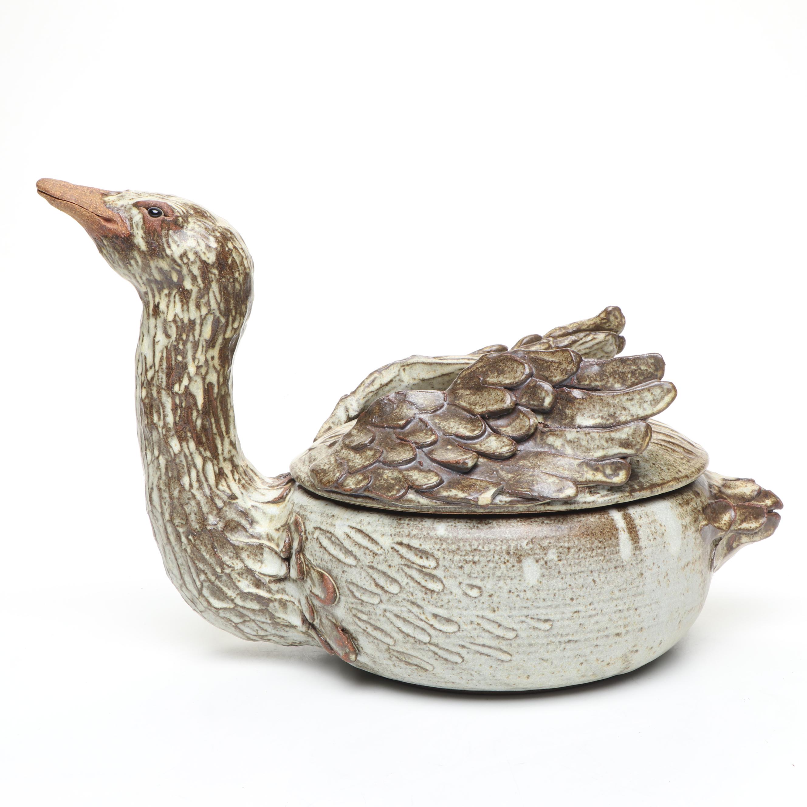 Camp Climax Pottery Swan Lidded Vessel