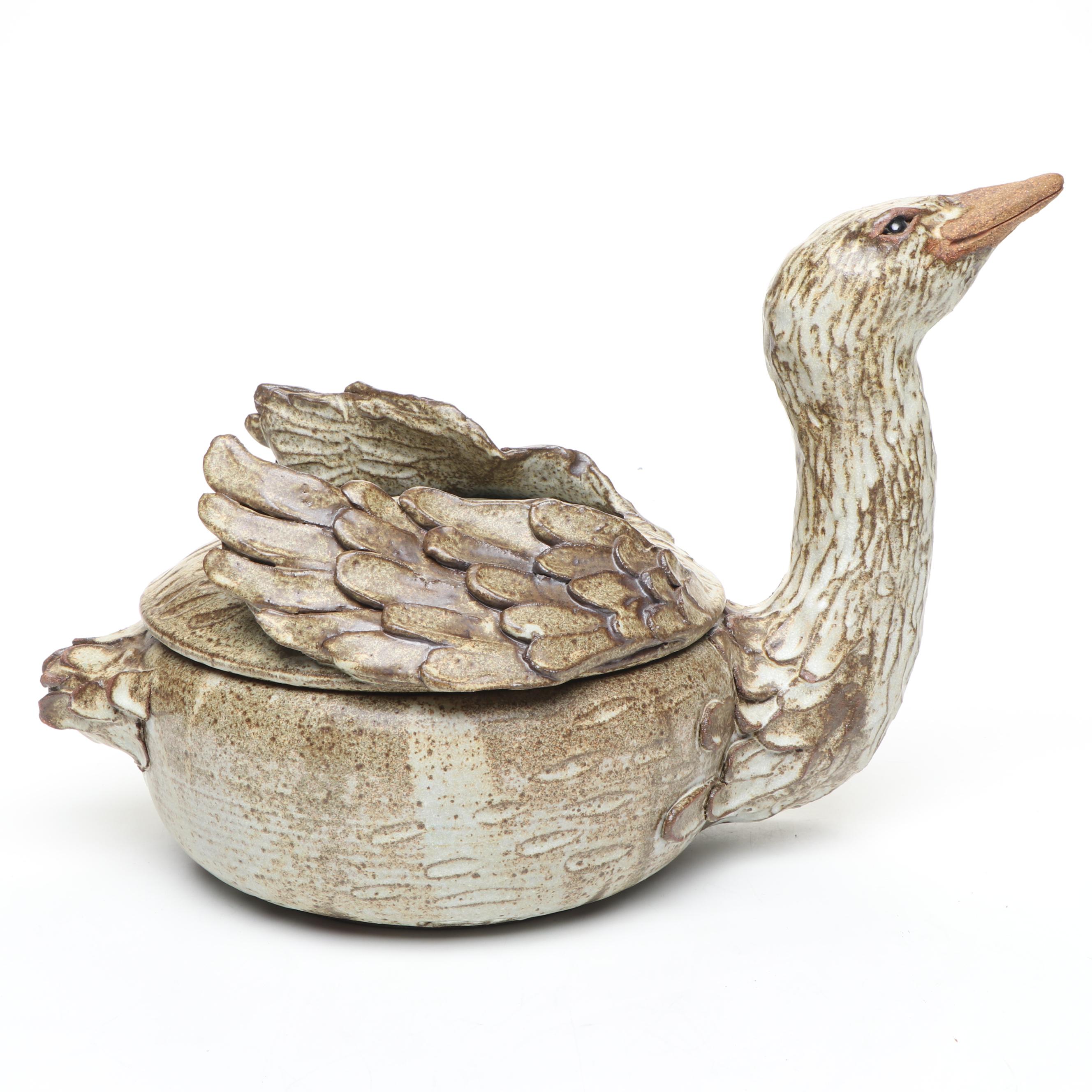 Camp Climax Pottery Swan Lidded Vessel