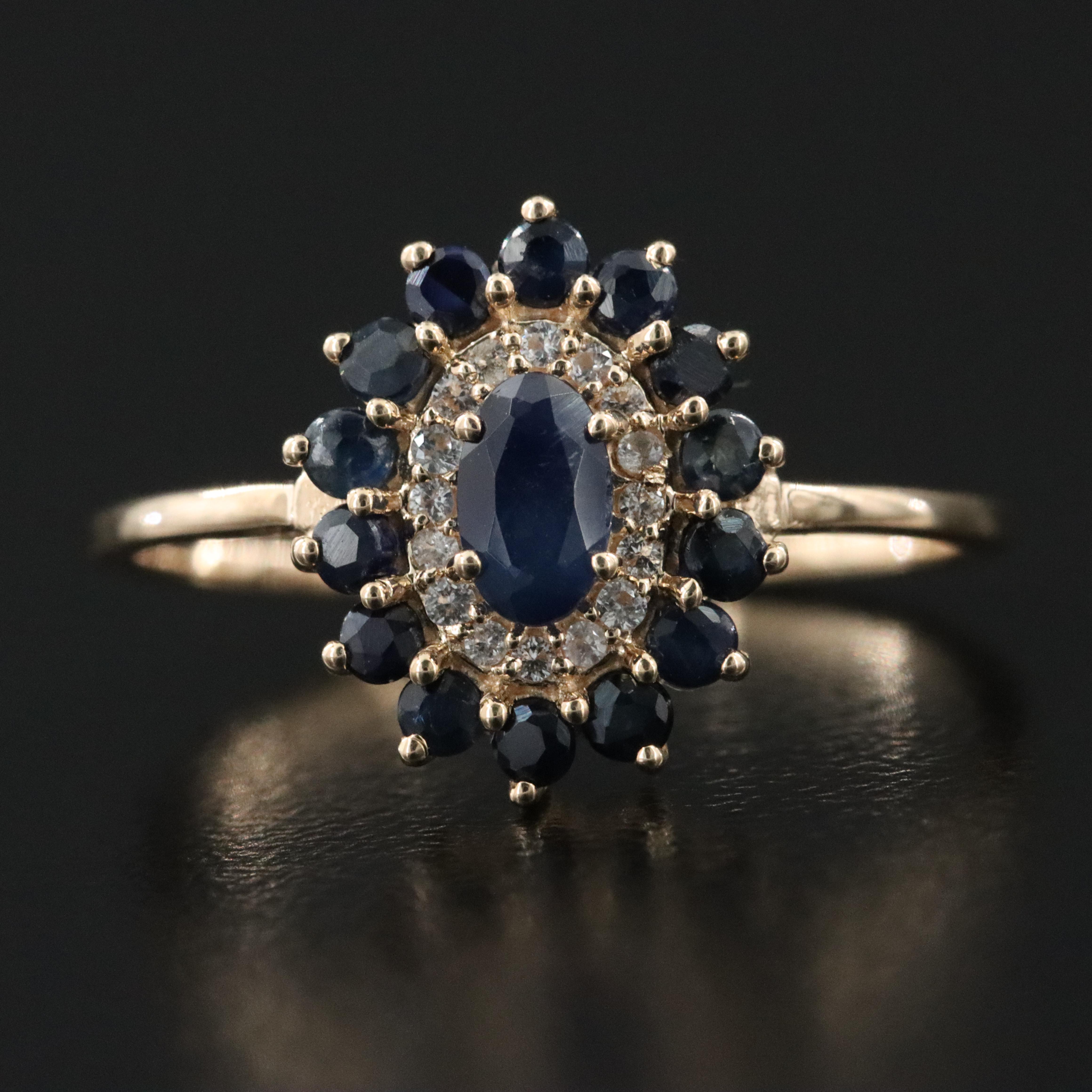 14K Sapphire and White Sapphire Ring