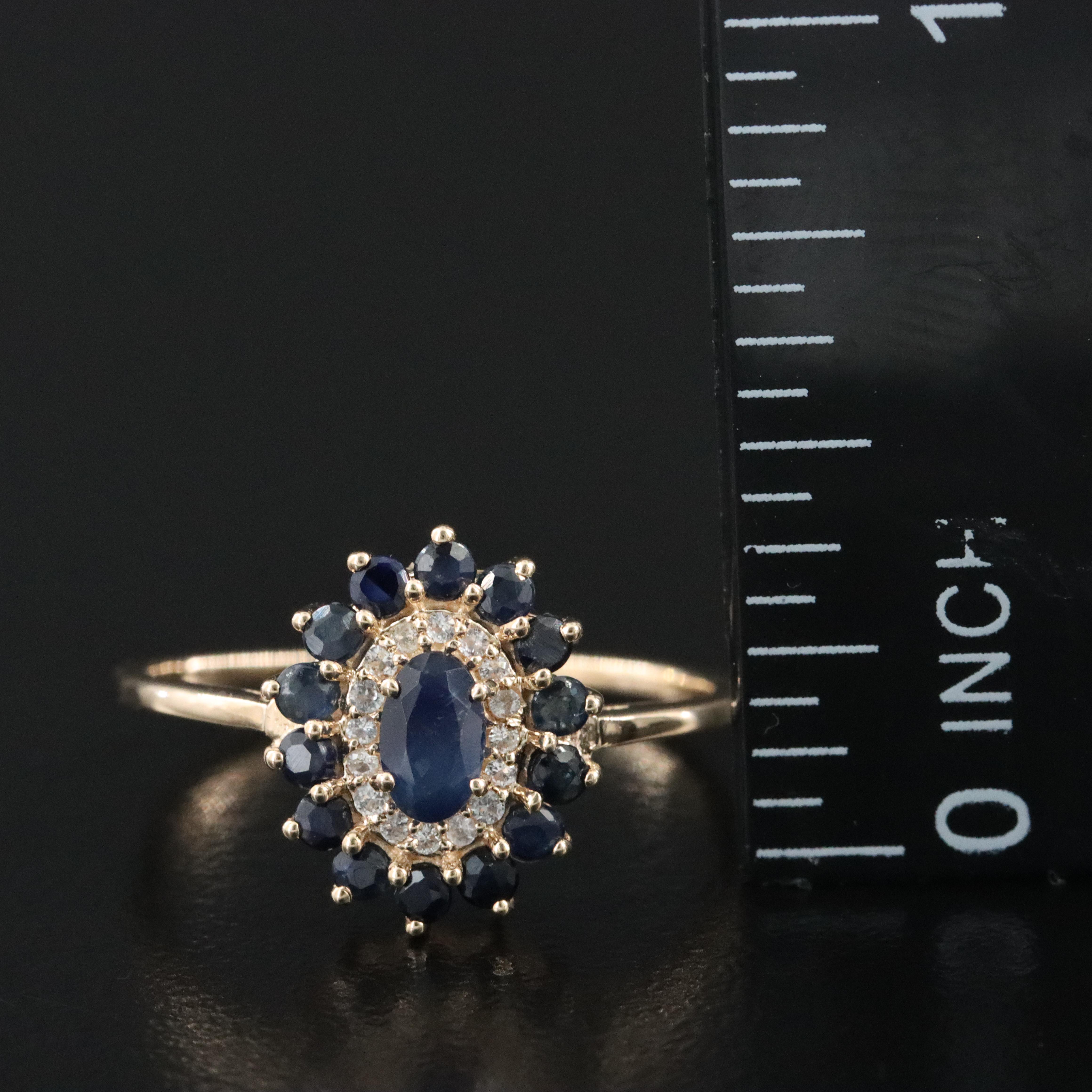 14K Sapphire and White Sapphire Ring