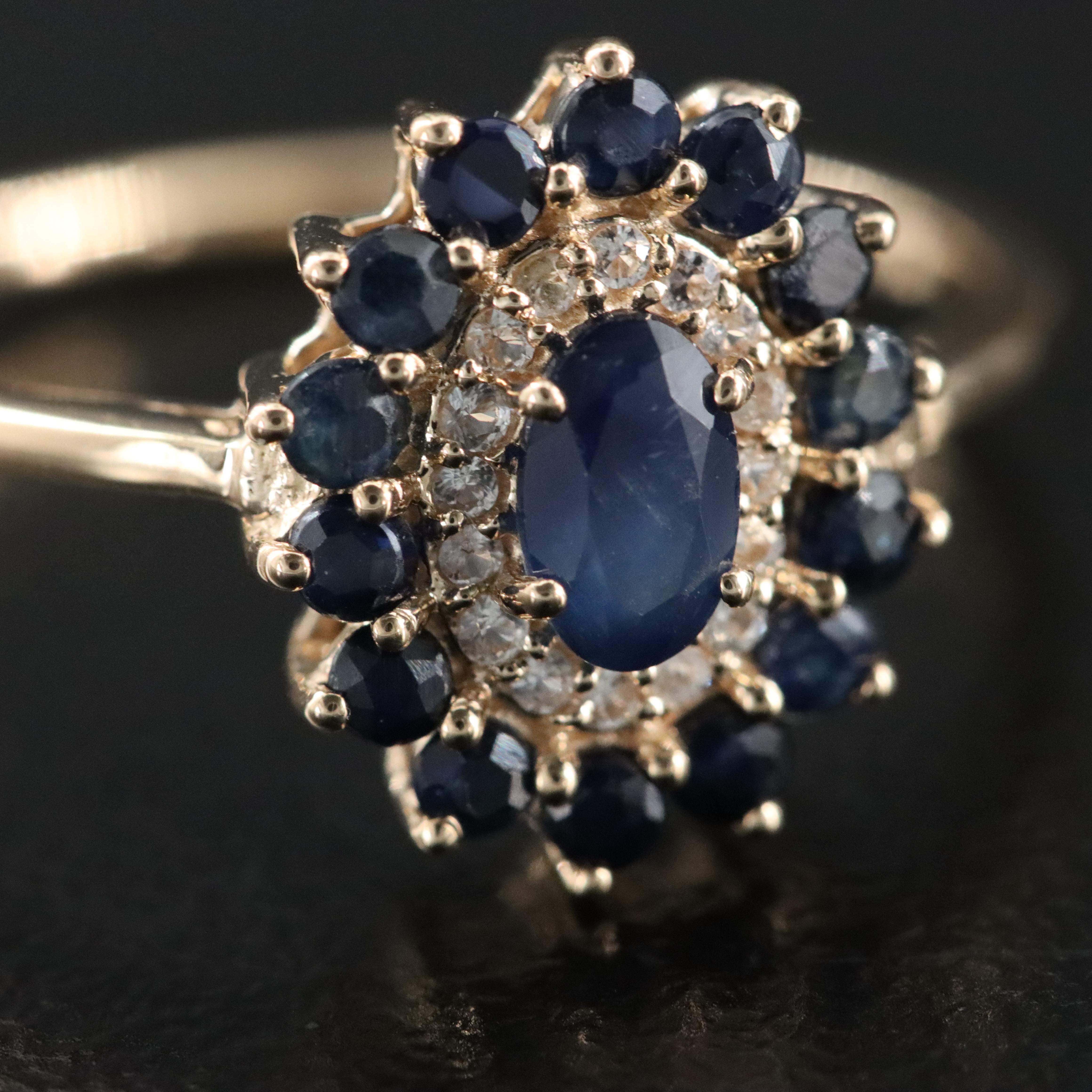 14K Sapphire and White Sapphire Ring
