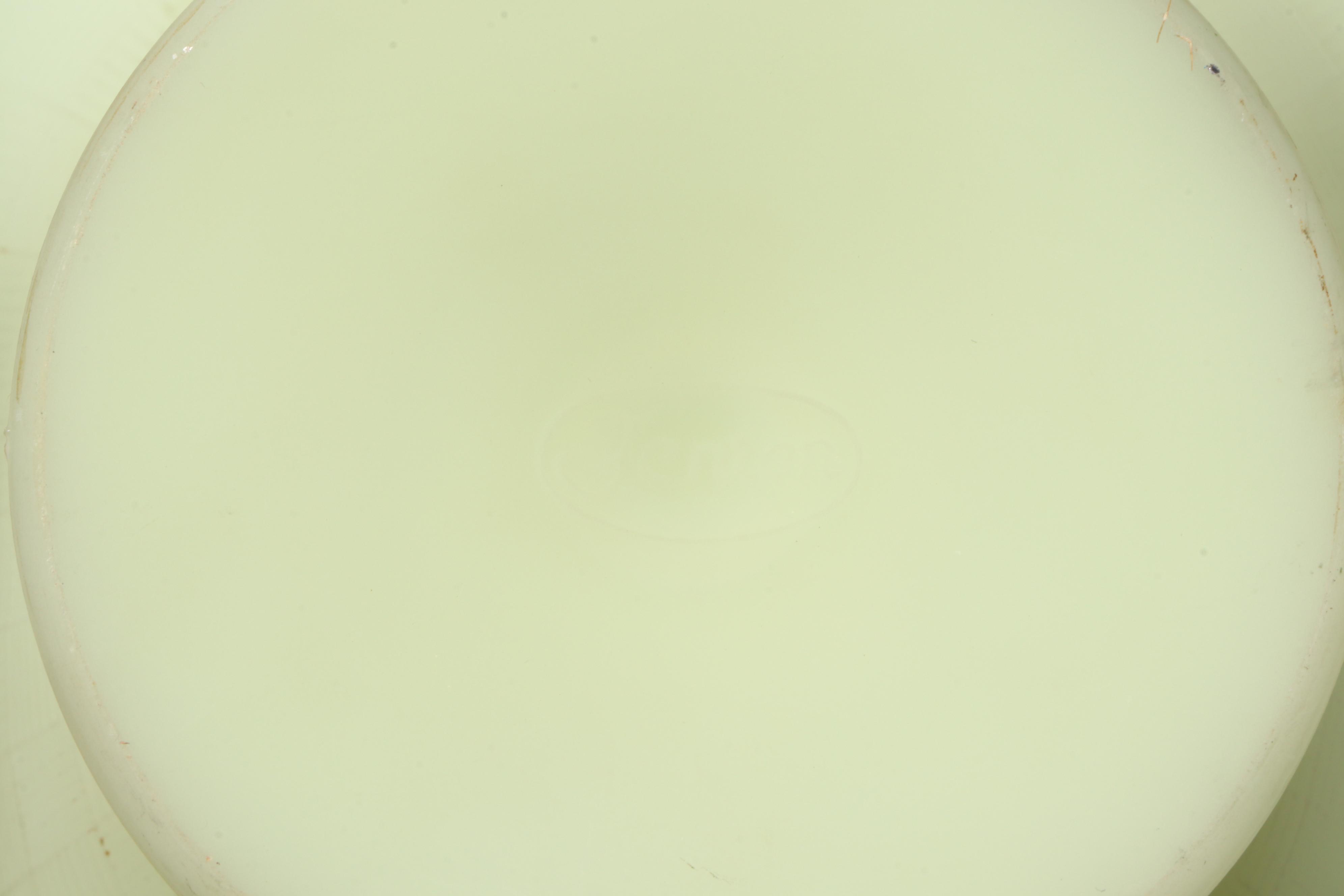 Uranium Glass Fenton Handled Bowl, Hobnail Sugar Bowl, and Footed Shell Bowl