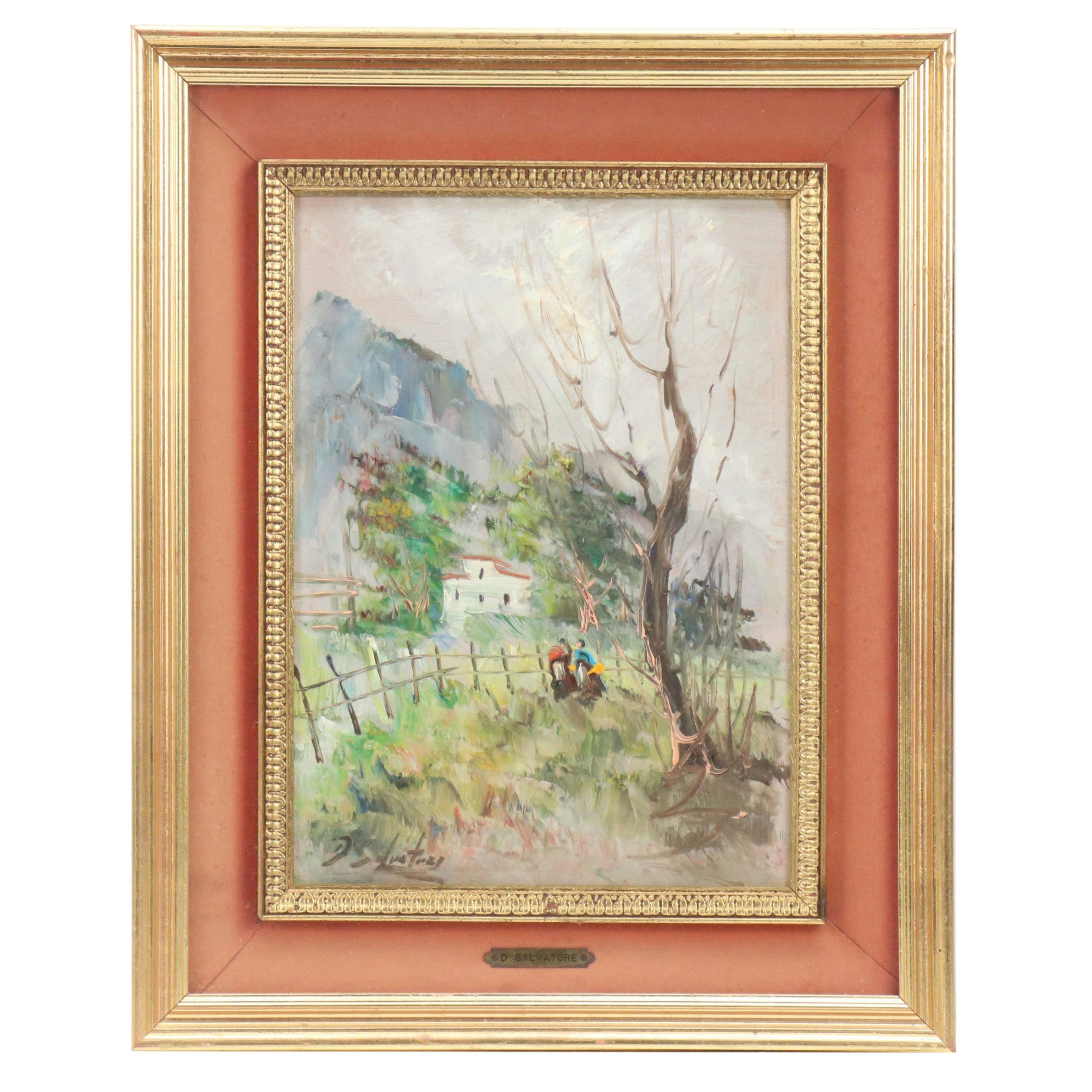 D. Salvatore Oil Painting of Mountainous Valley Landscape