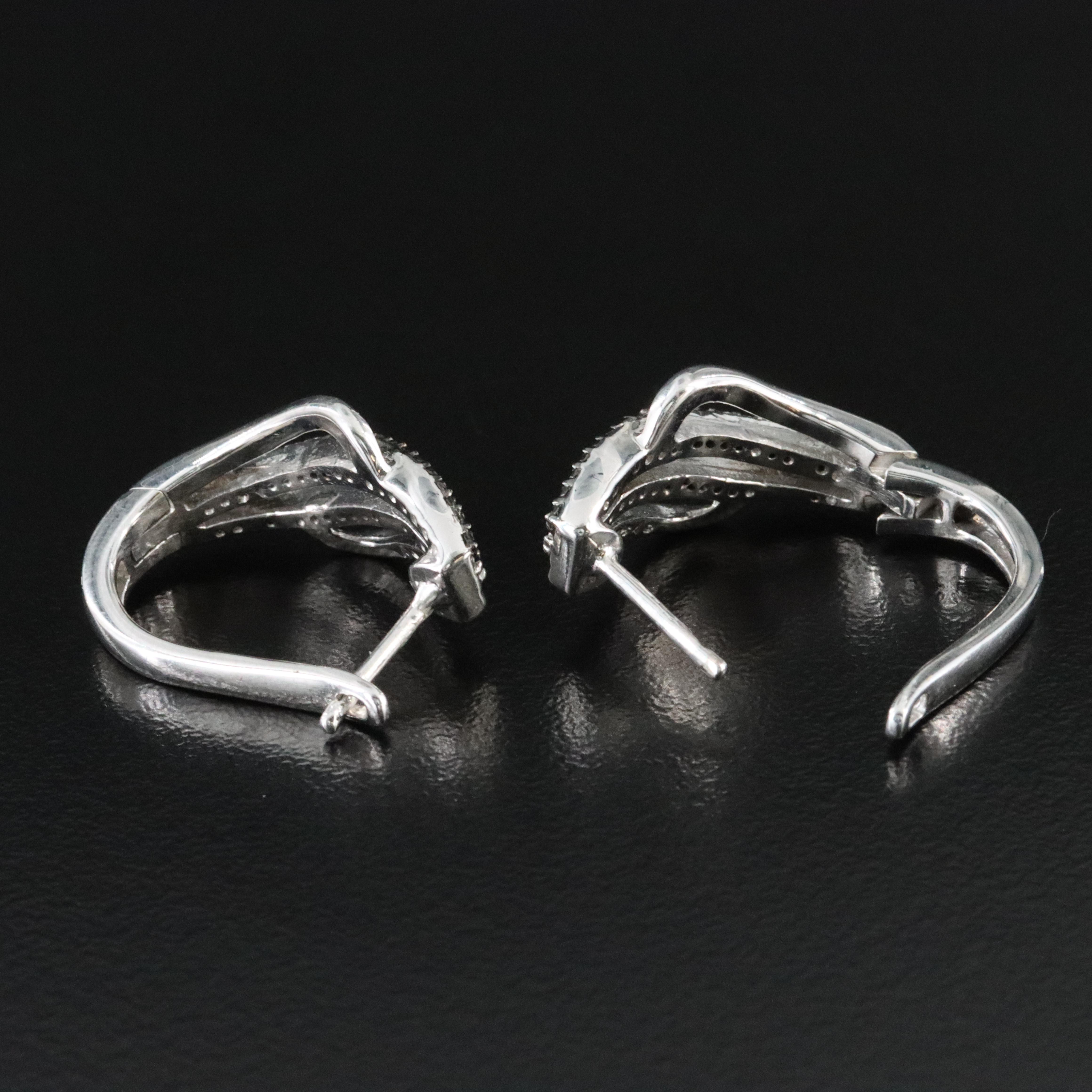Sterling Diamond Hoop Earrings Including Fancy Black Diamonds
