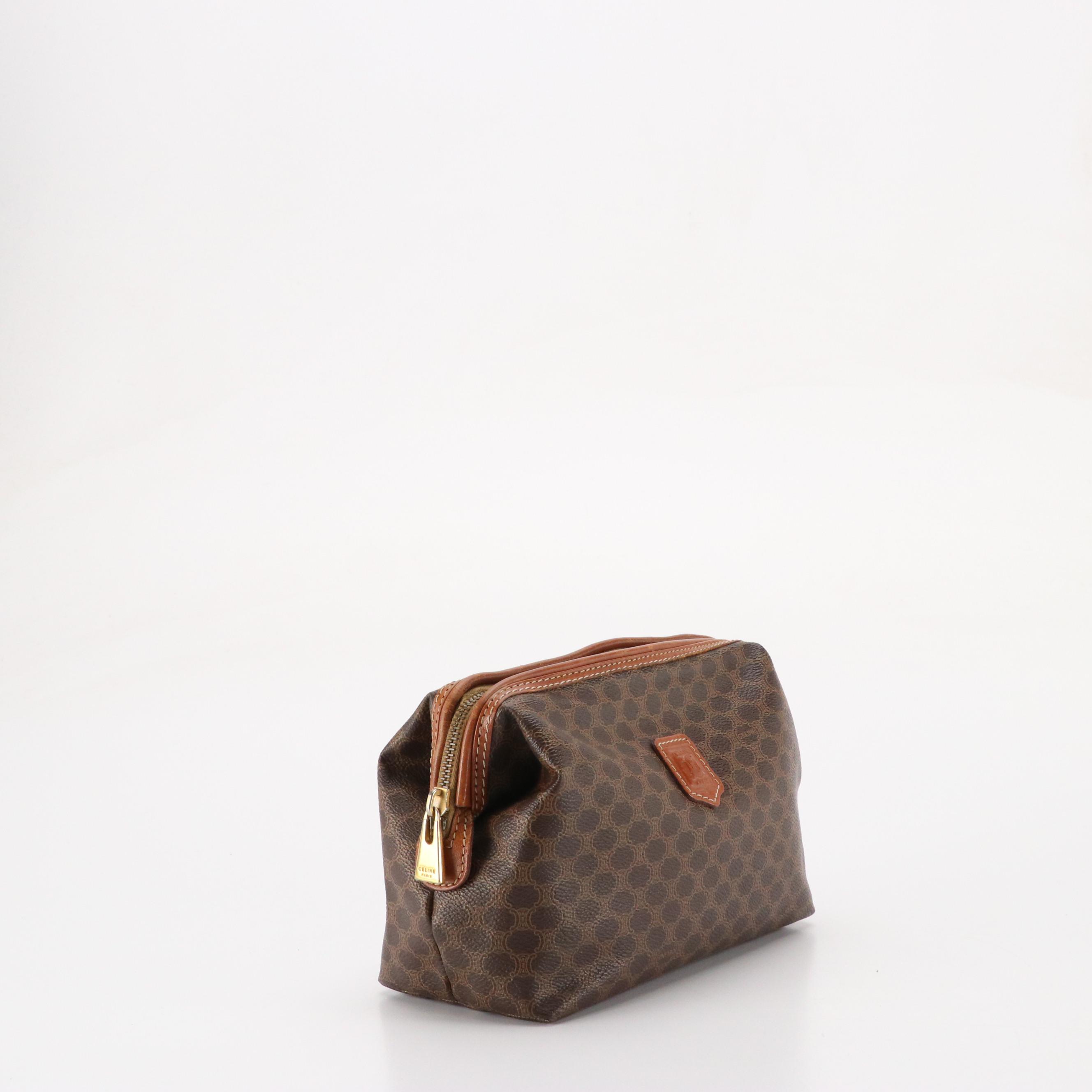 Celine Macadam Coated Canvas Cosmetic/Toiletry Zip Pouch