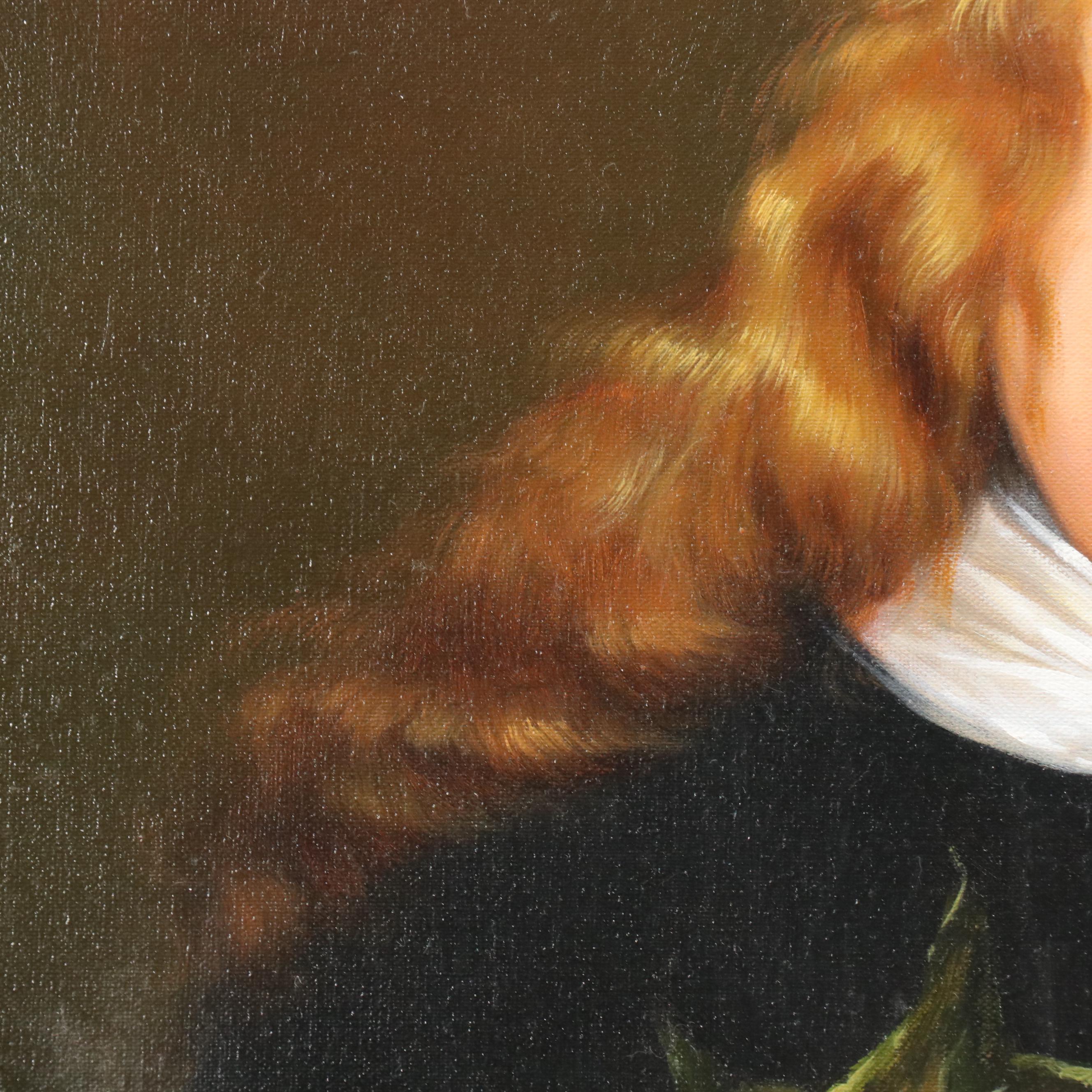 Oil Painting  After Jan de Bray "Portrait of a Boy Holding a Basket of Fruit"