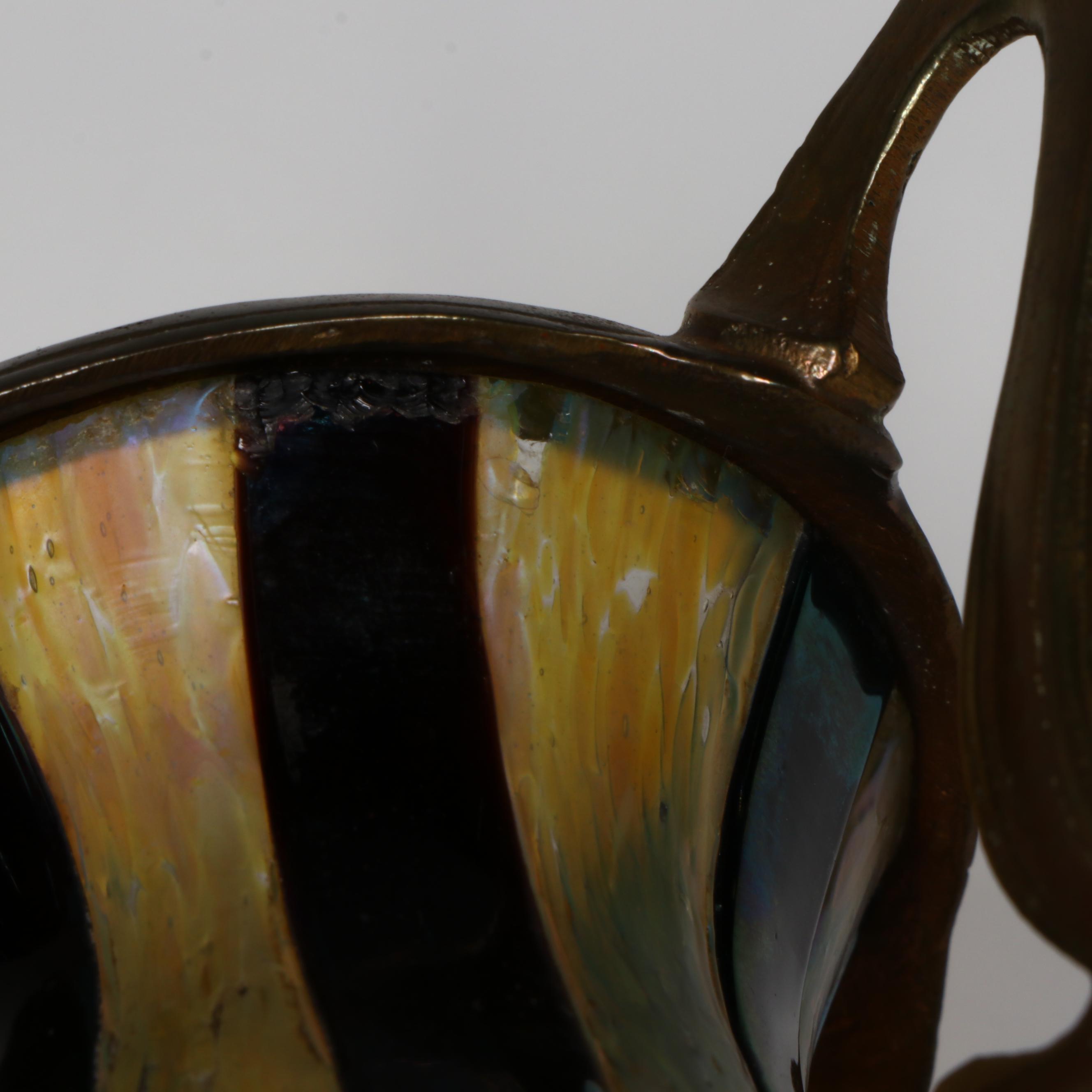 Art Nouveau Glass Vase in Brass Casing