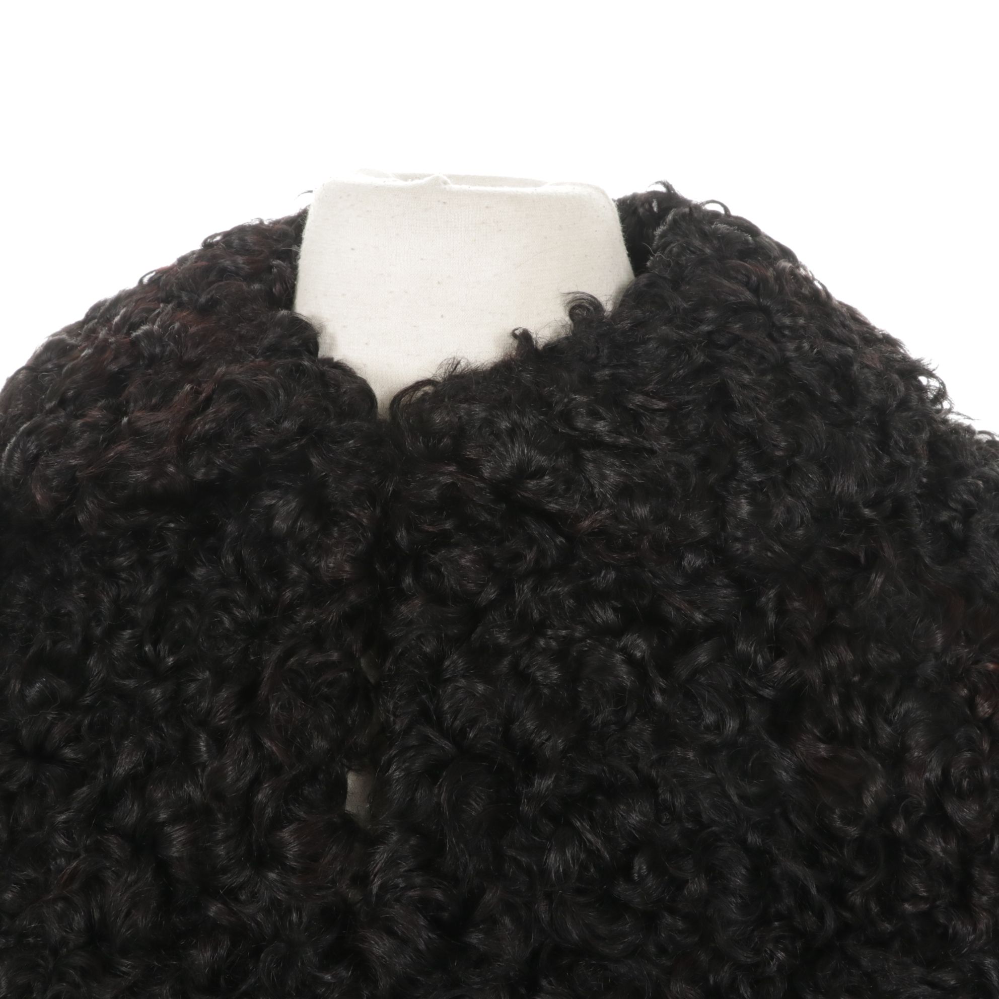 Black Curly Lamb Fur Capelet Stole