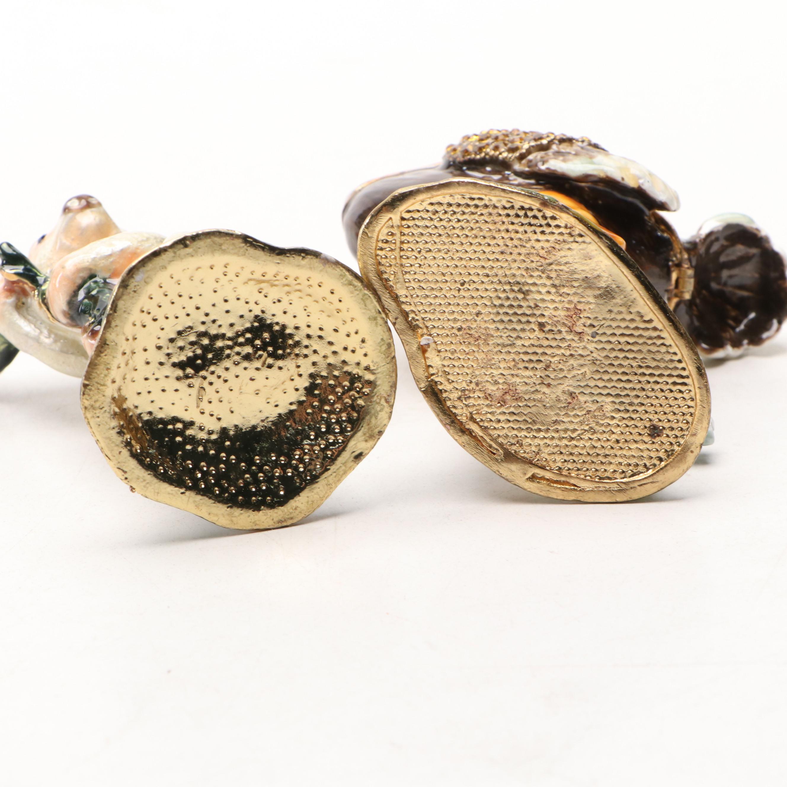 Enamel Koala, Ostrich, and Kangaroo Decorative Boxes