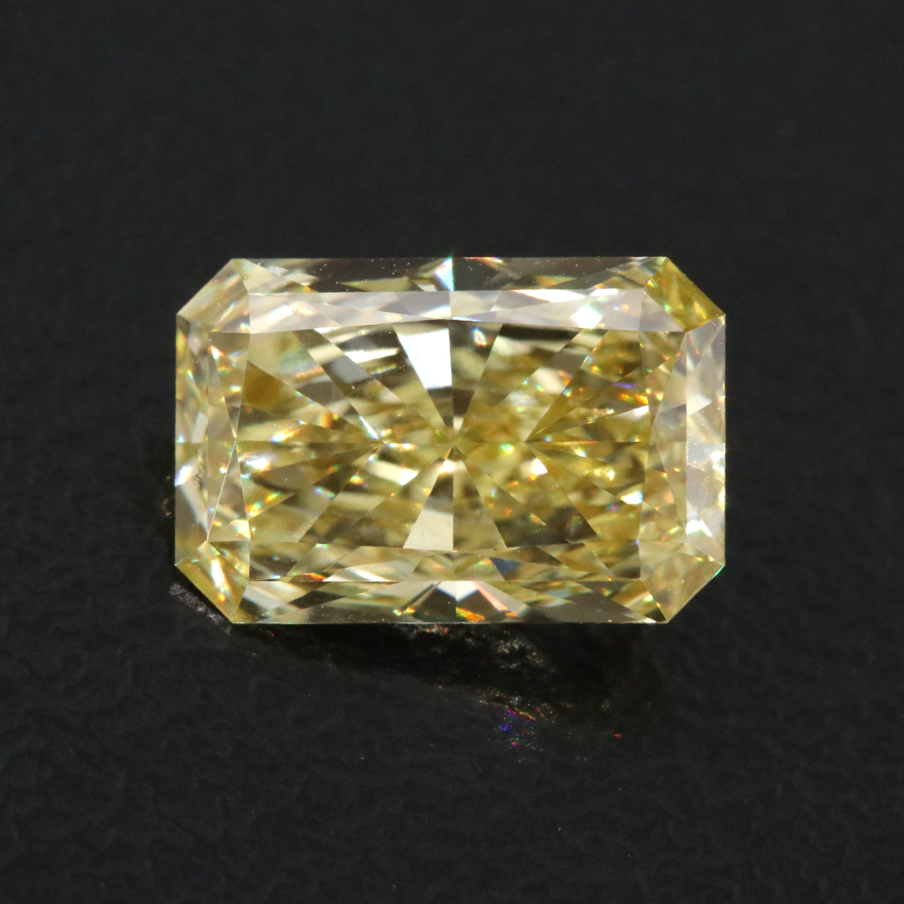 Loose 2.07 CT Lab Grown Fancy Yellow Diamond with IGI Report