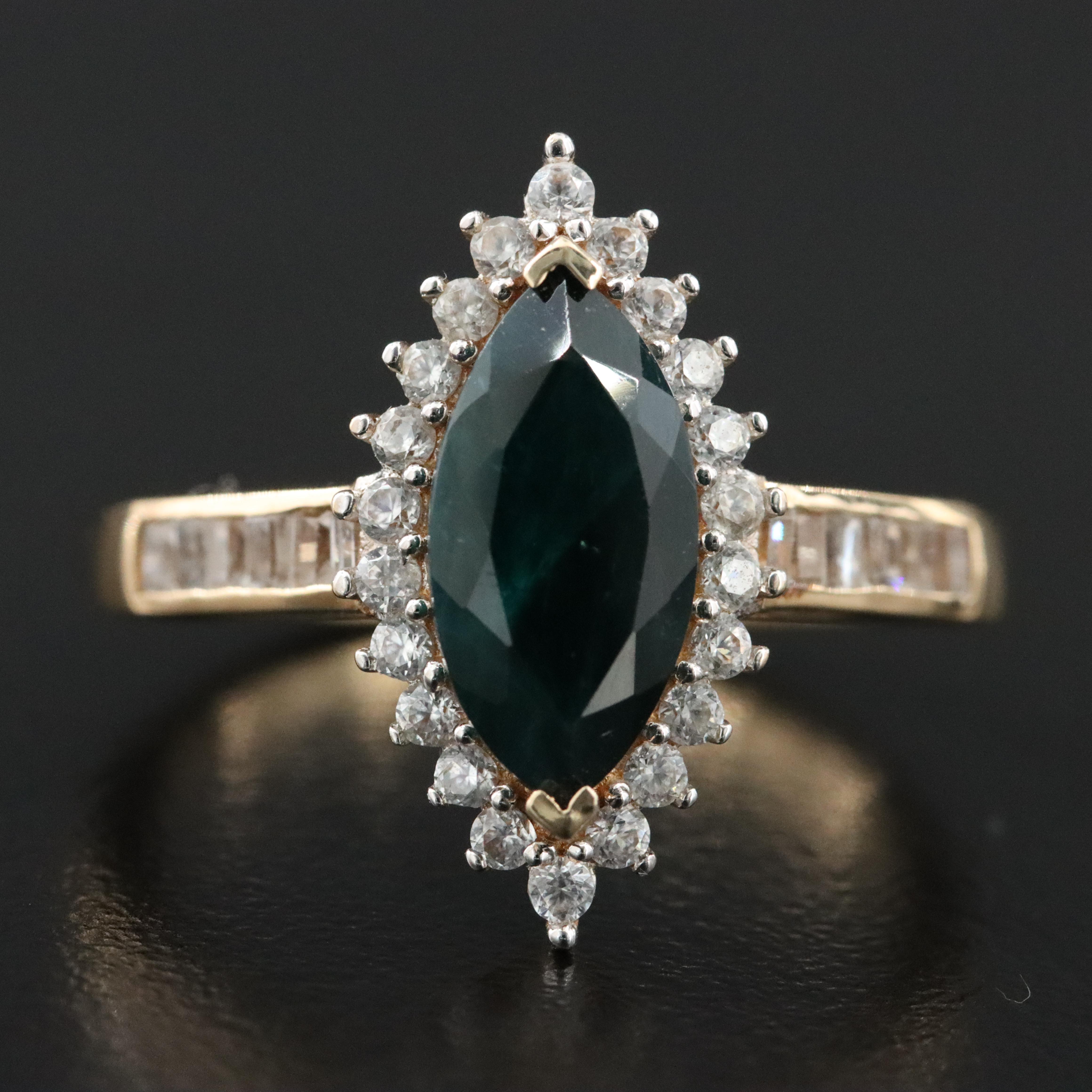 10K Grandidierite and White Sapphire Ring