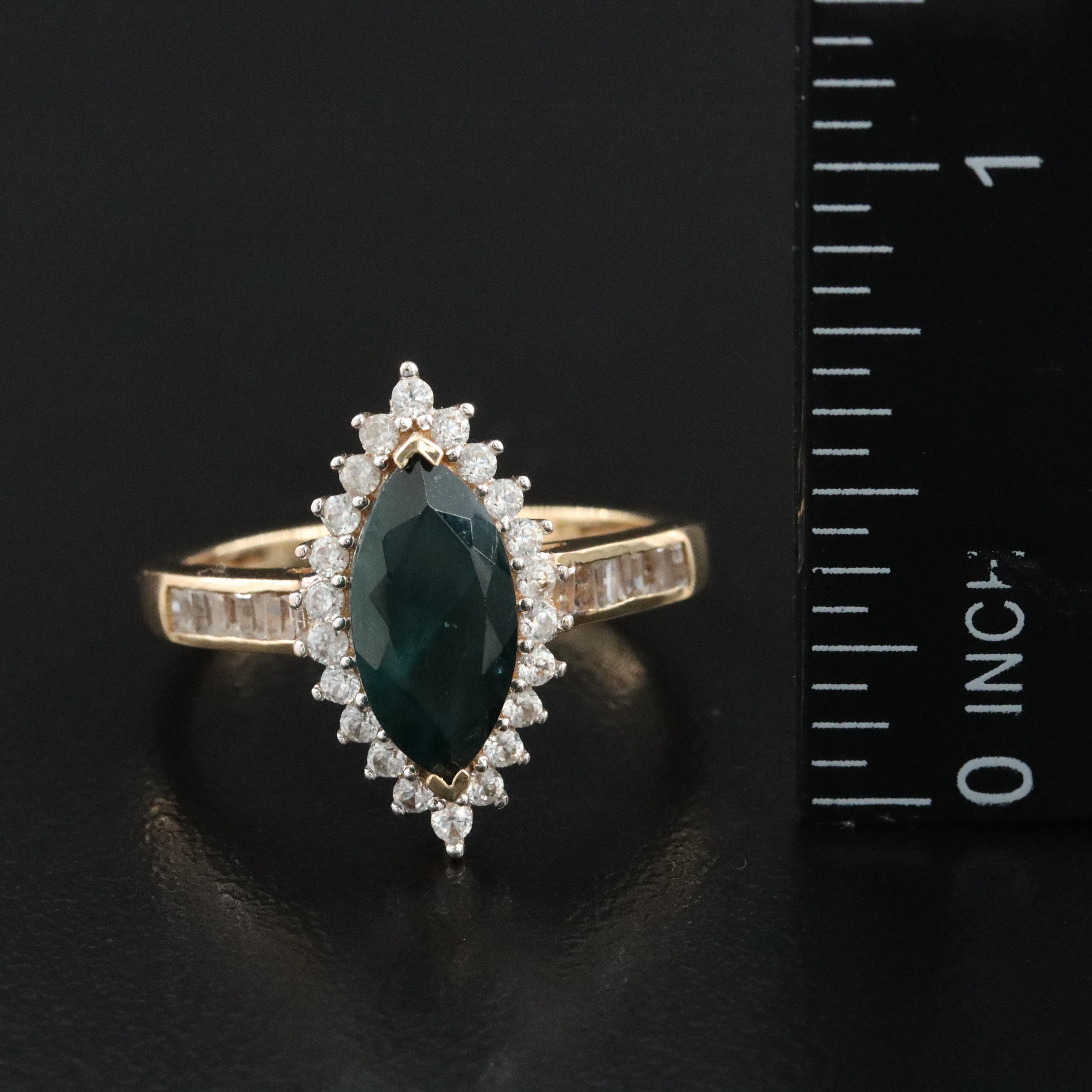 10K Grandidierite and White Sapphire Ring