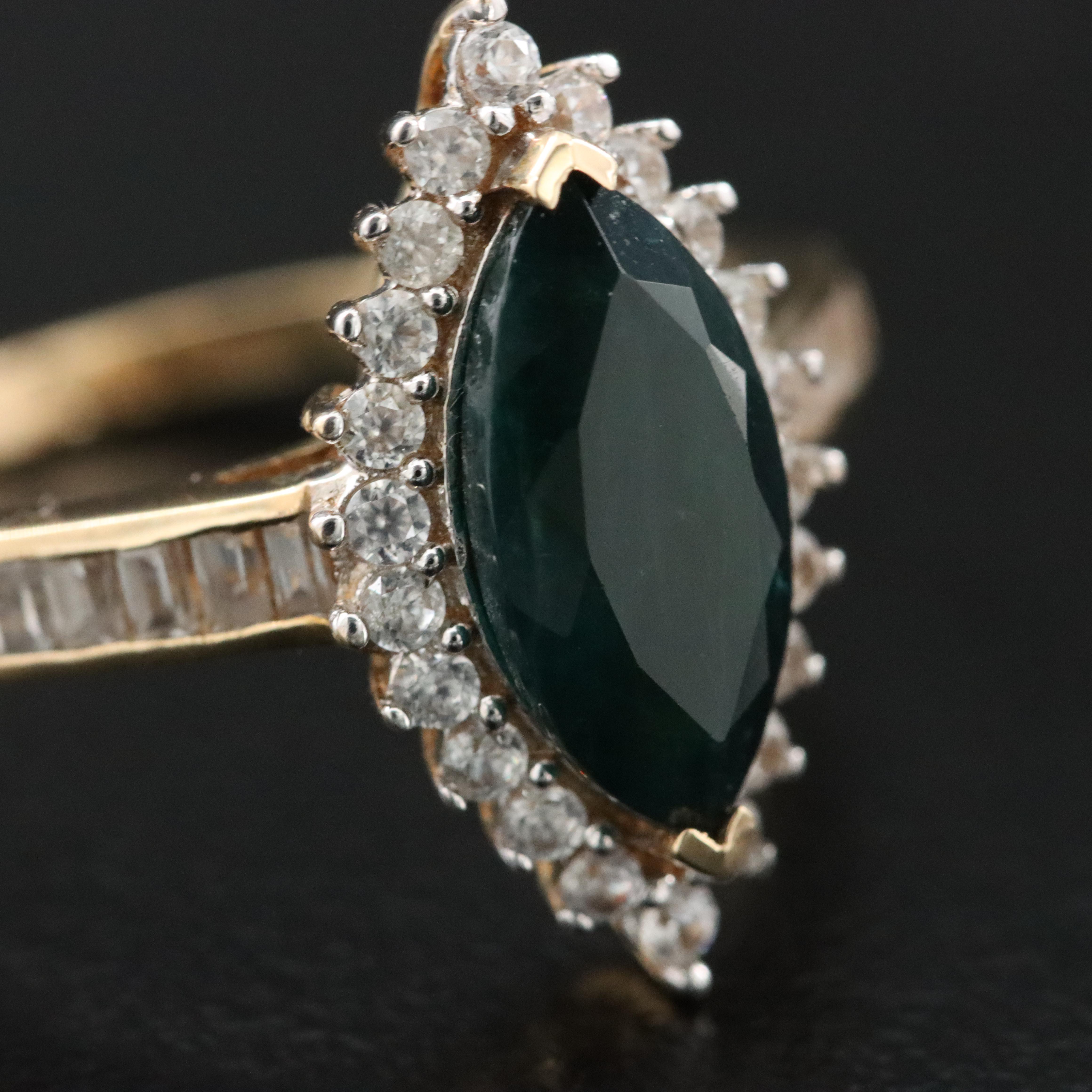 10K Grandidierite and White Sapphire Ring