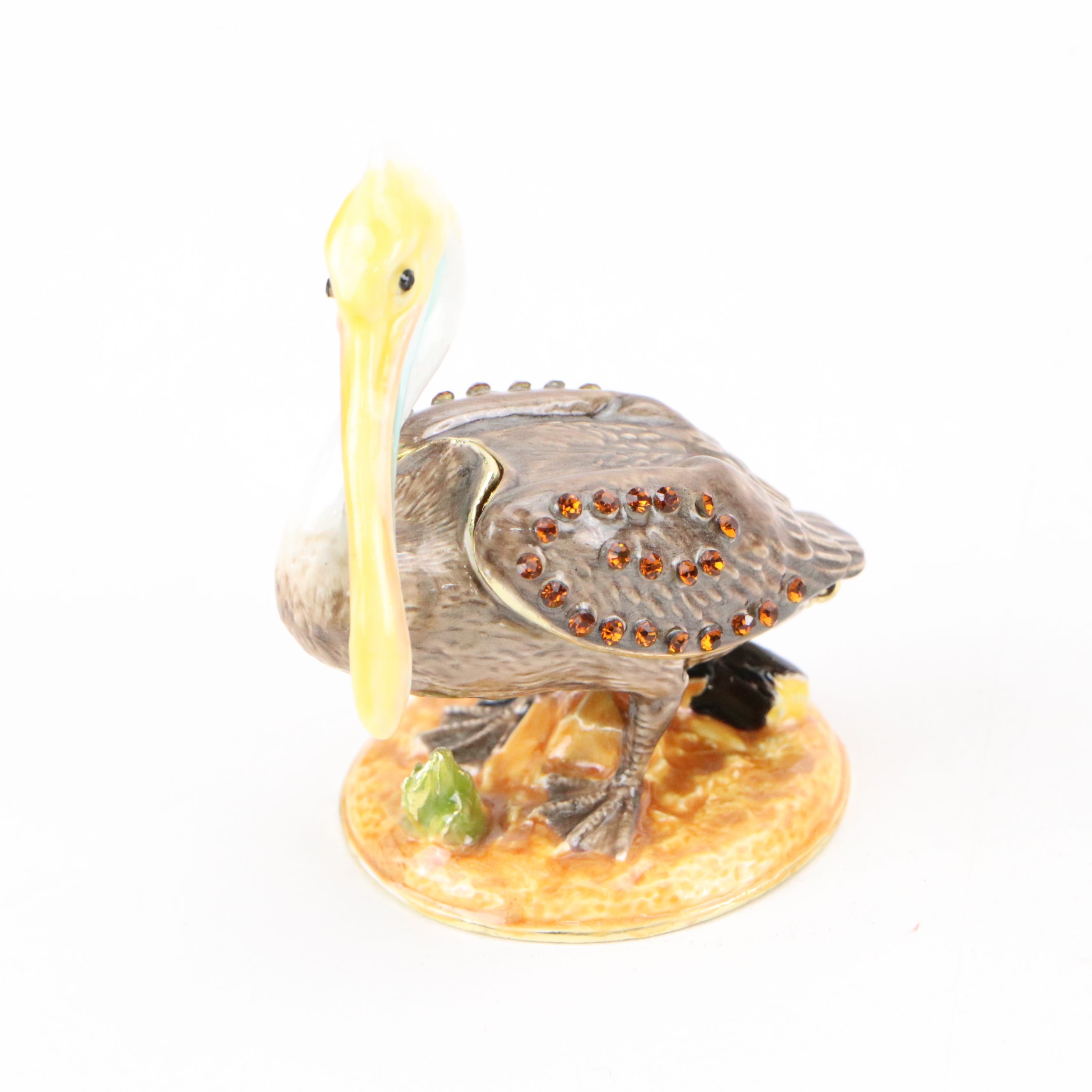 Enamel Metal Lobster, Fish, and Pelican Decorative Boxes